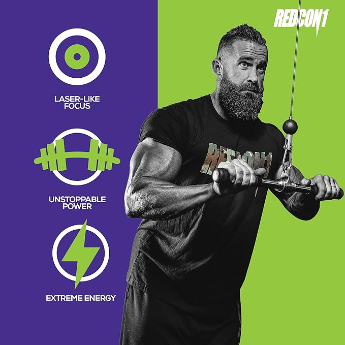 REDCON1 Total War Pre Workout, Sour Gummy Bear - Fast Acting Caffeinated Preworkout for Men + Women with Beta Alanine - Contains Citrulline Malate for Increased Pump, Blood Flow (30 Servings)