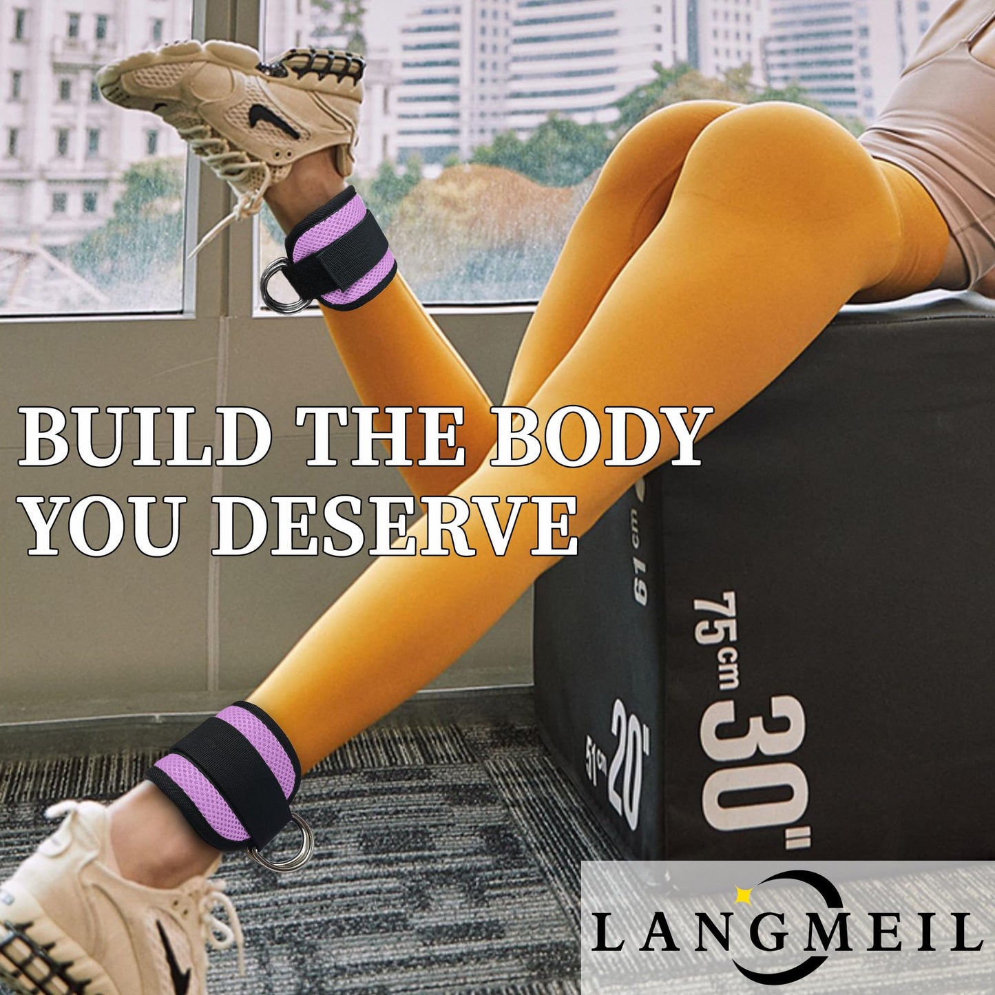 Langmeil 2Pack Comfortable Ankle Strap for Cable Machine, Fitness Work Out Cuff Attachment for Home & Gym, Booty Workouts Kickbacks, Leg Extensions, Hip Abductors Men Women(Purple)