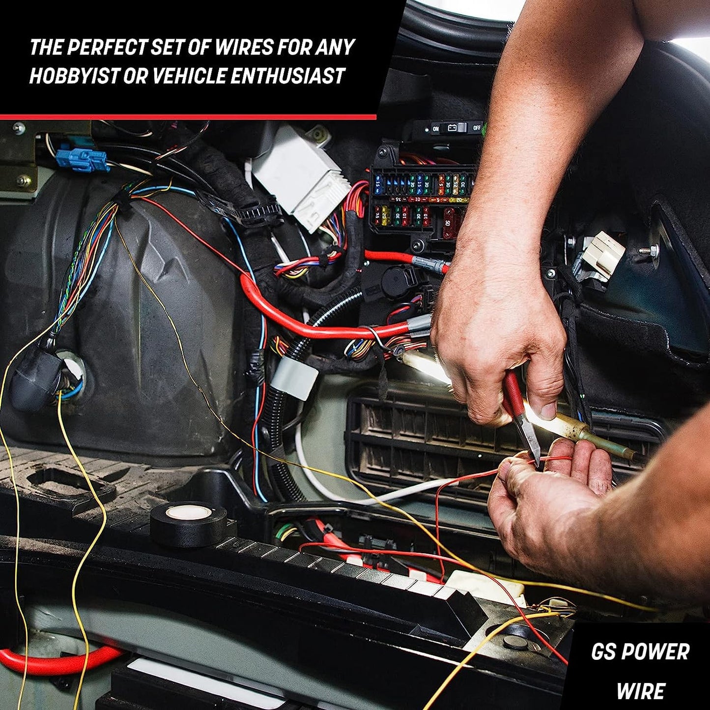 100ft 12 12 12v, GS Power CCA Gauge Wire Automotive, Red & Black Bonded, AWG Flexible Speaker Electrical Wire Low