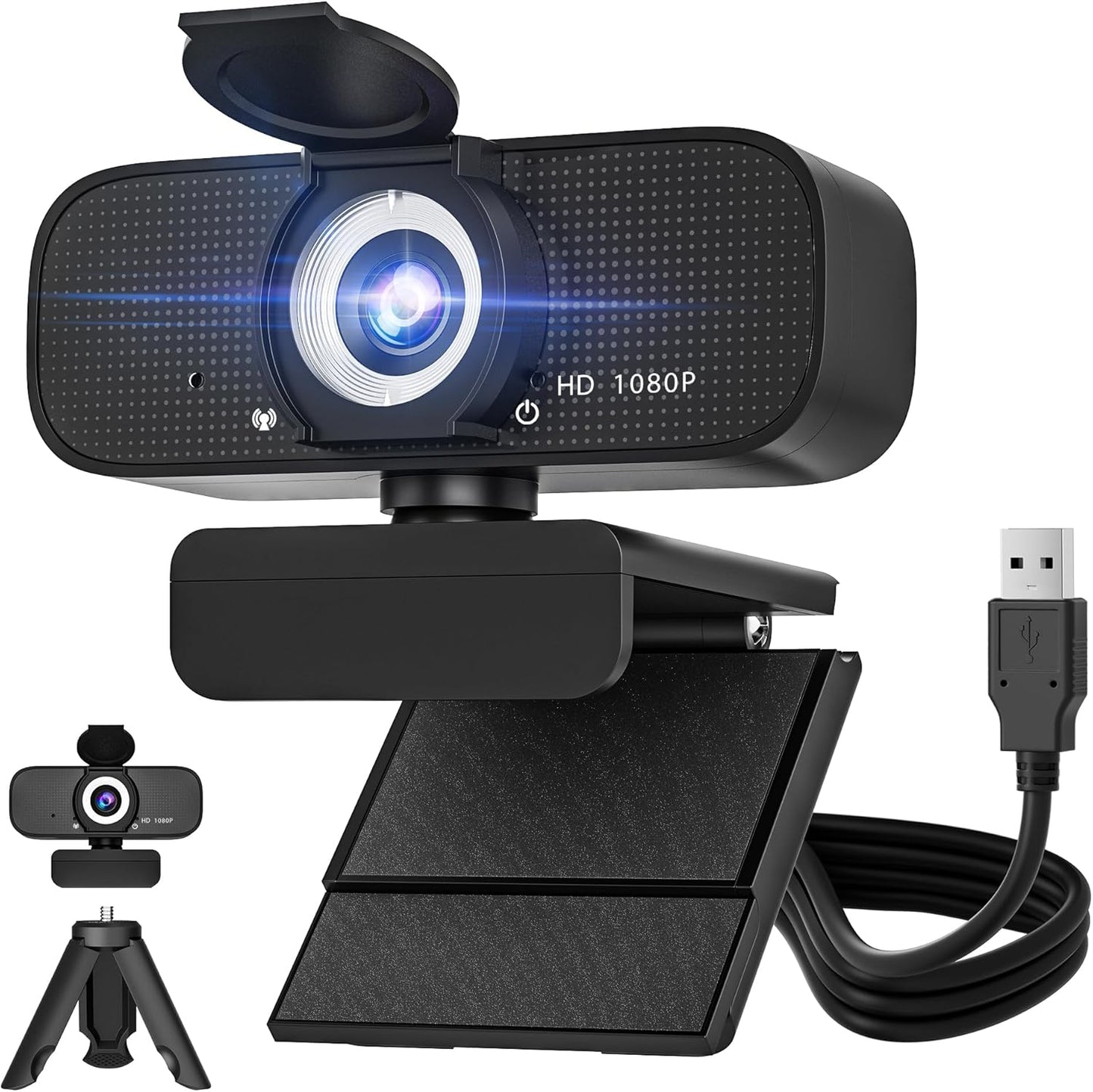 SZGIARUY 1080P Computer-Style1 Full HD Webcam with Built-in Microphone and Rotatable Tripod, Privacy Cover, for Desktop