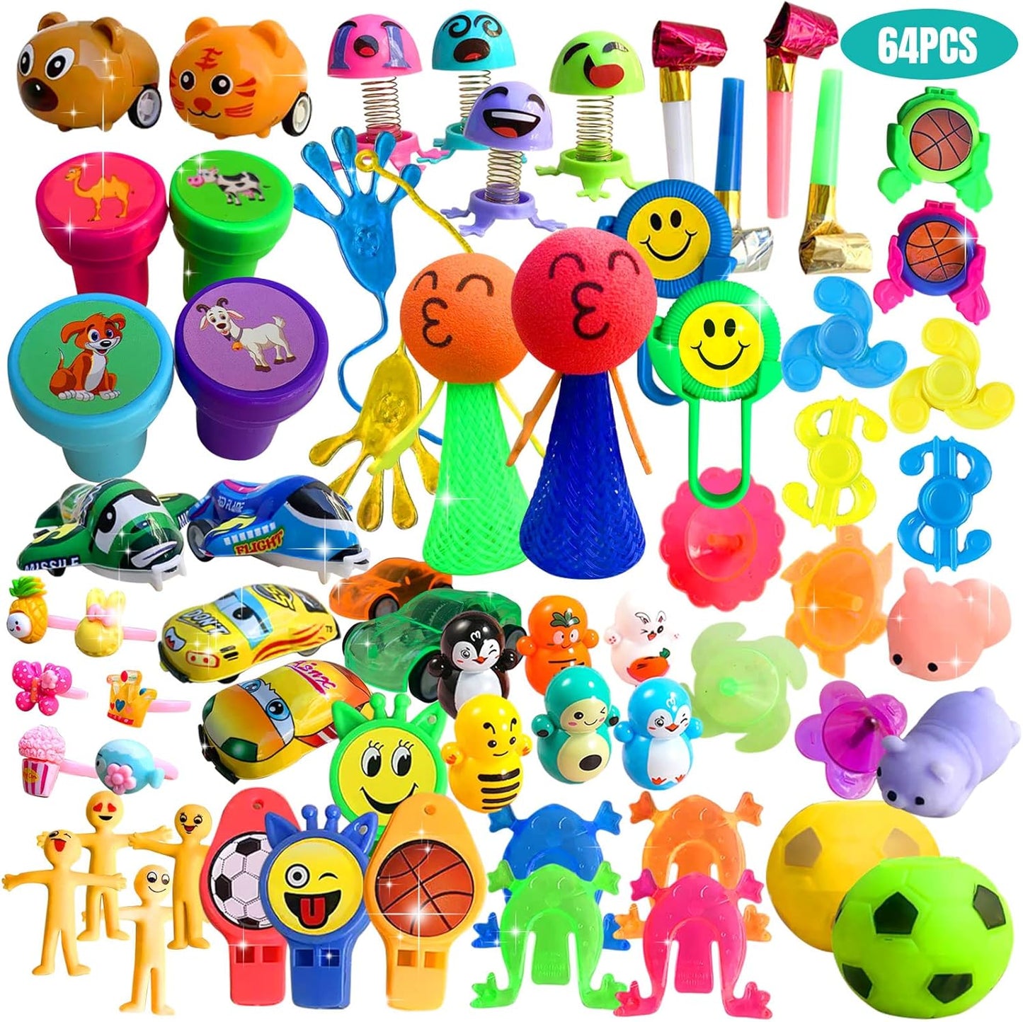 Skiennix Party Favors - 64 Pcs Small Toy Prizes for Kids | Easter Basket Stuffers & Classroom Rewards