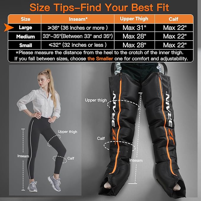 Sequential Air Compression Recovery System : Professional Sequential Compression Boots for Fast Recovery & Circulation Improvement ??Full Leg Recovery Device for Athletes Runners Gym (Large)