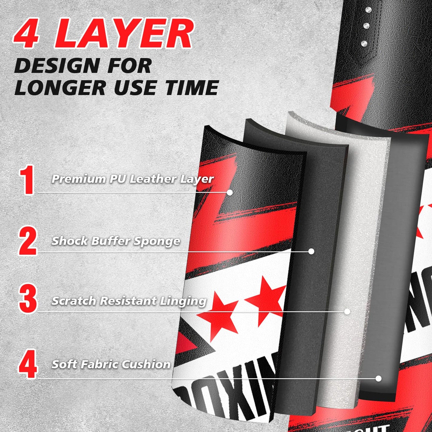 Filled Punching Bag for Adults, 4FT PU Leather Hanging Boxing Bag with 11lb Sponge Filler & 12OZ Boxing Gloves, Heavy Kicking Bag Boxing Equipment for MMA Training Karate Kickboxing
