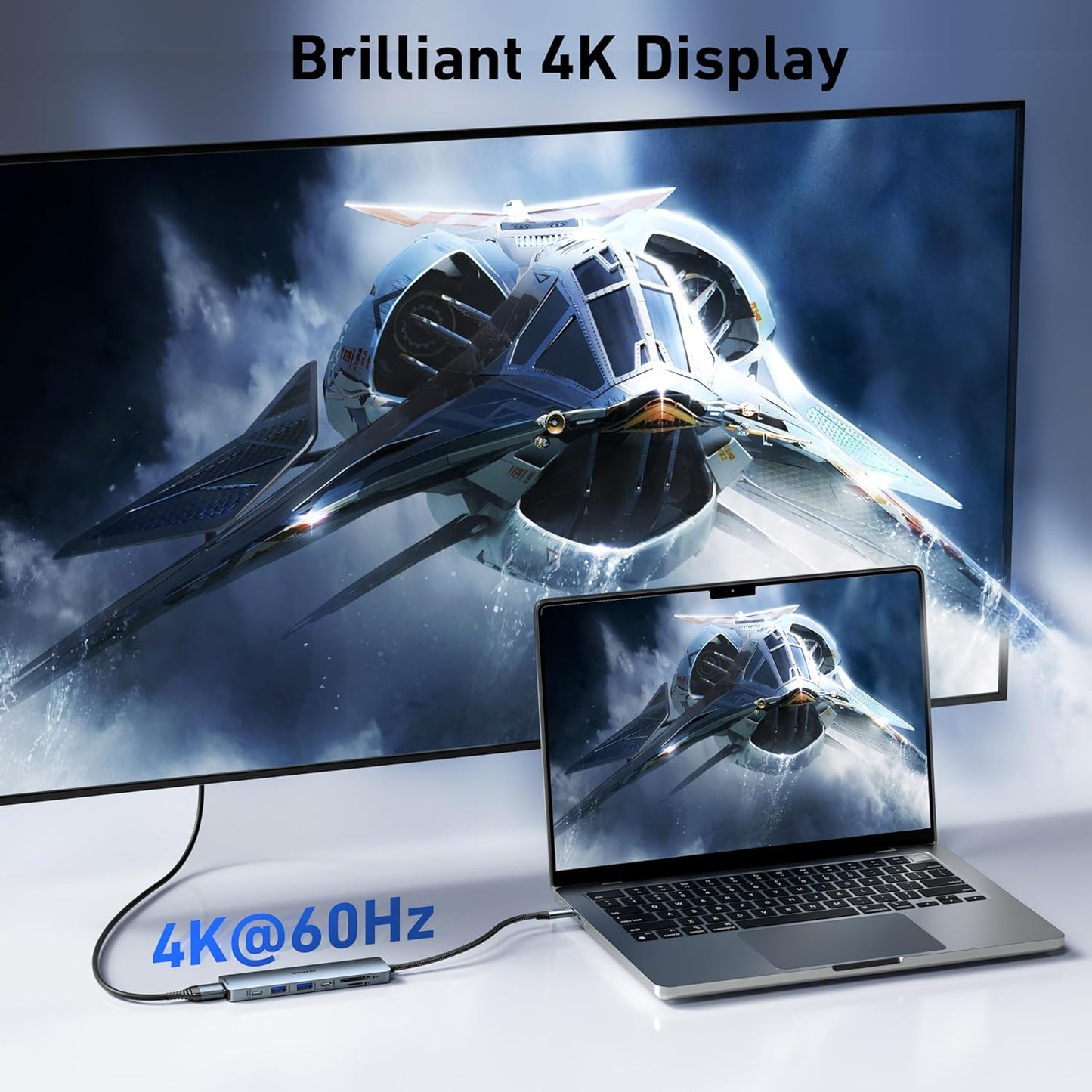 BENFEI 7-in-1 HDMI(4K@60Hz), 2 1 100W 15 USB C Hub with USB-A, USB-C Data, Charge, SD/TF Card Reader, Silicone