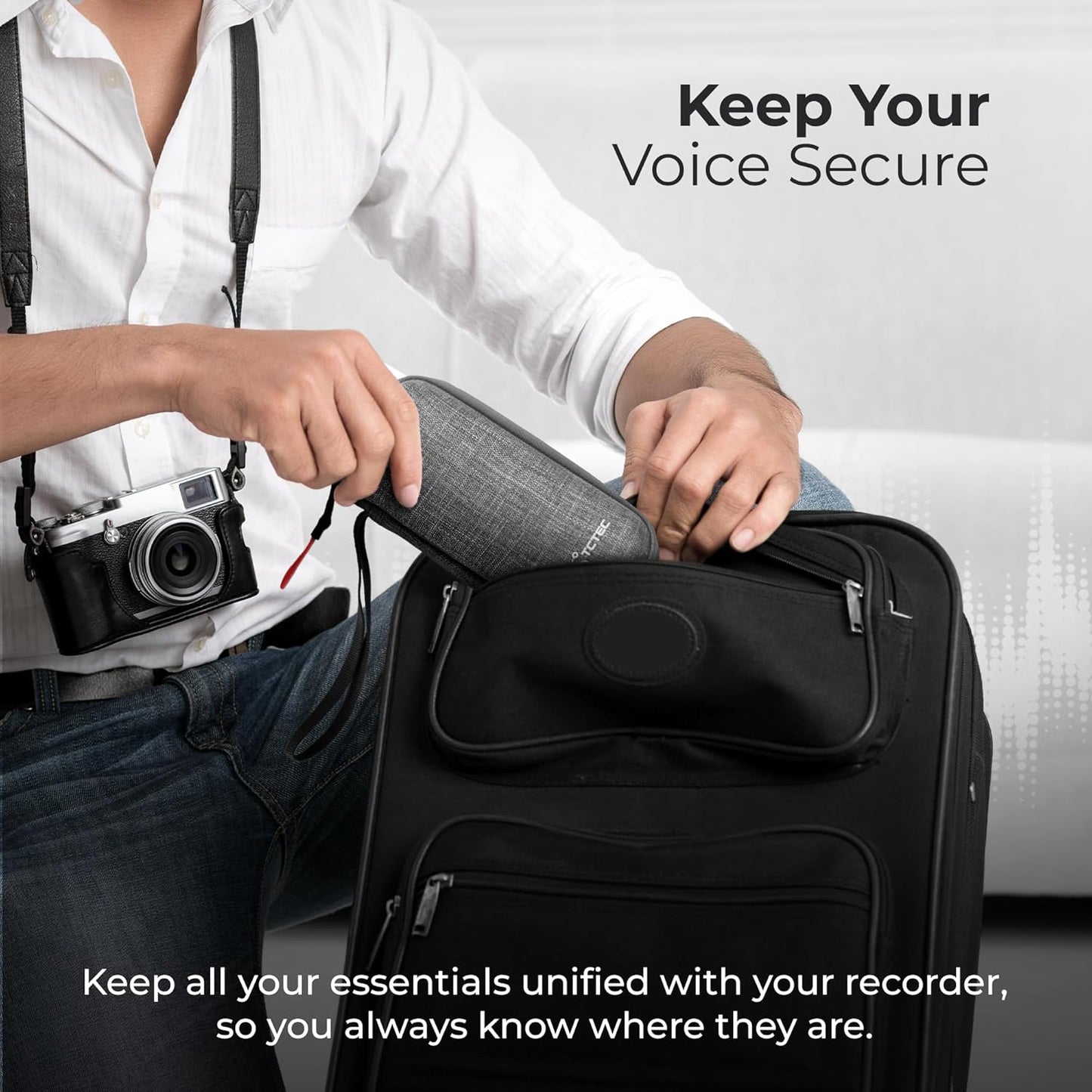 TCTEC 96GB MP3 Digital Voice Recorder Carrying Case, EVA Cover for Digital Voice Recorder, Zipper Case for Player
