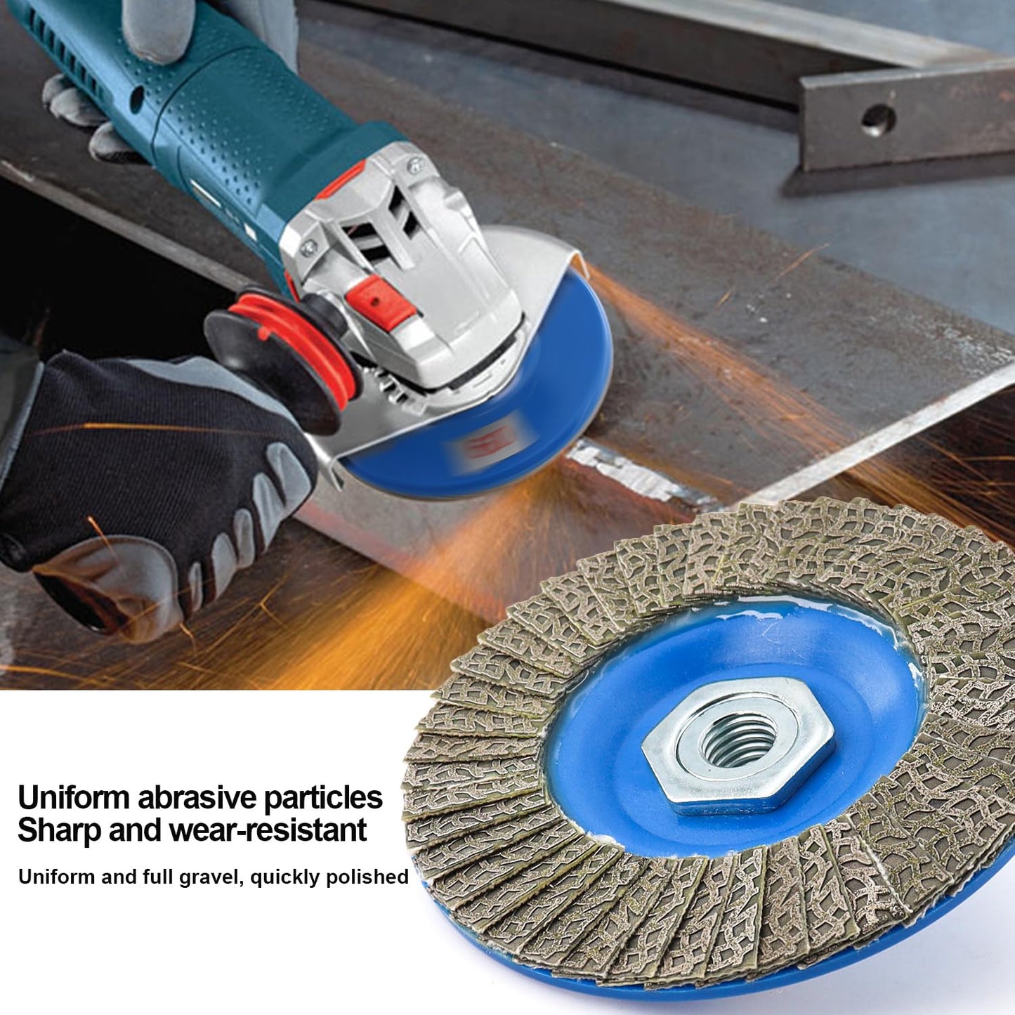 HOMESOM 4.5 Inch Flap Sanding Disc 60/120/200/400 Grit with 5-8/11 Abrasive Grinding Wheel, Flap Wheel for Glass Stone Granite Concrete