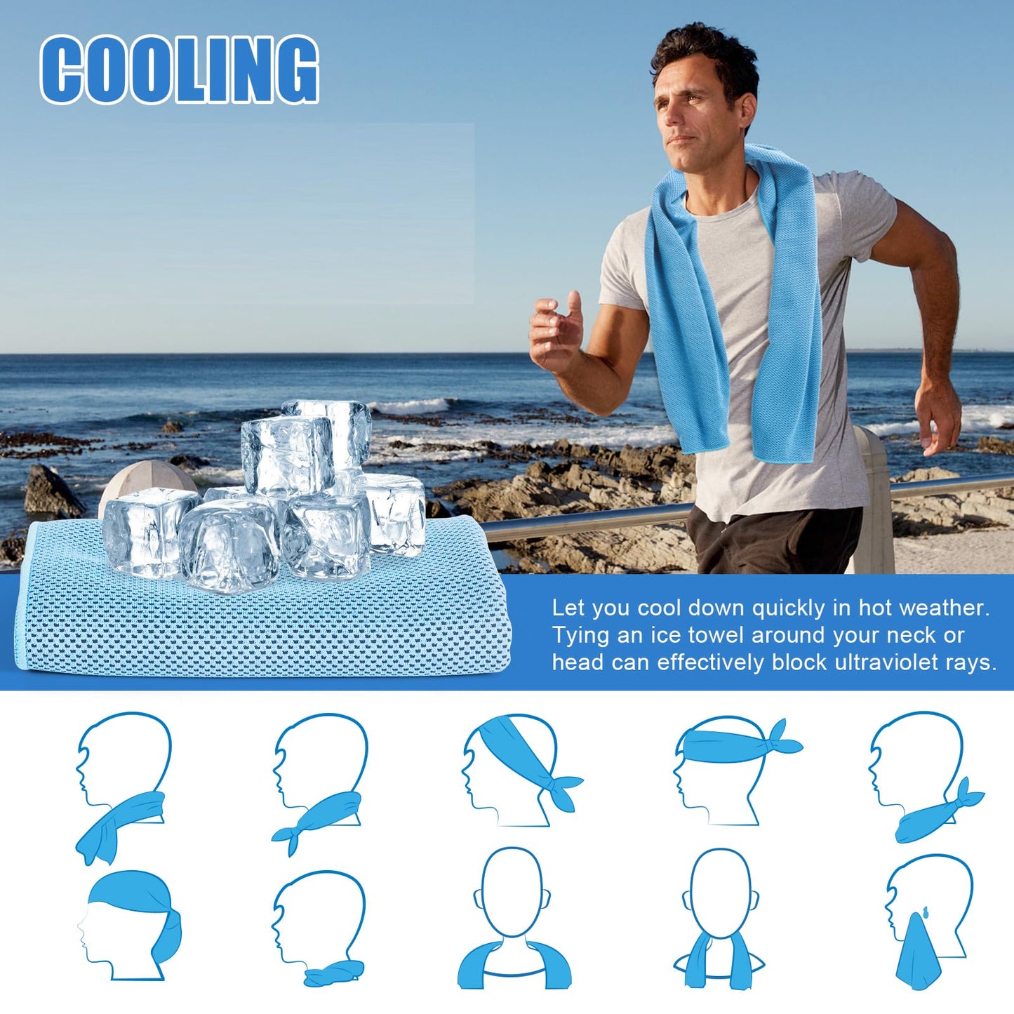 NUOYEE 4 Pack Cooling Towels Wrap for Neck Face,Ice Cold Towel Rags Quick Dry for Gym Fitness Yoga Tennis Cycling Running Hiking Workout Sweat(Multicolor-02)