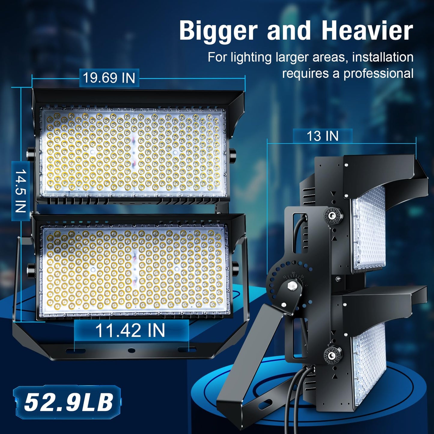 Tomourd 900W Led Stadium Lights, IP66 High Power Outdoor Sport Court Arena Light Pro-Grade High Mast Lighting with Dimmable 10KV Surge Protection Commercial and Industry for Large Area Lighting