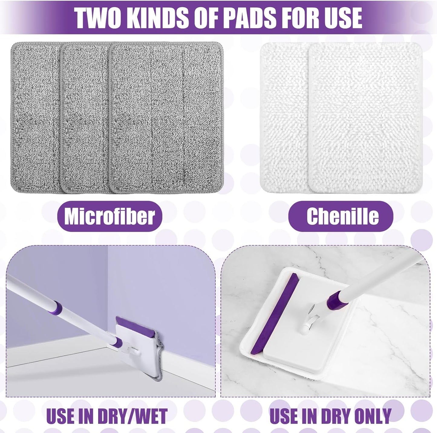 Baseboard Cleaner Tool - 60" Extendable Handle with 5 Reusable Pads for Easy Cleaning
