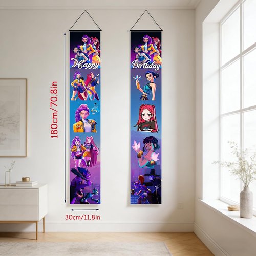 Demon Movie Hunters - 2-Pack Porch Sign Door Hanging Banners | Perfect for Birthday Party Decorations