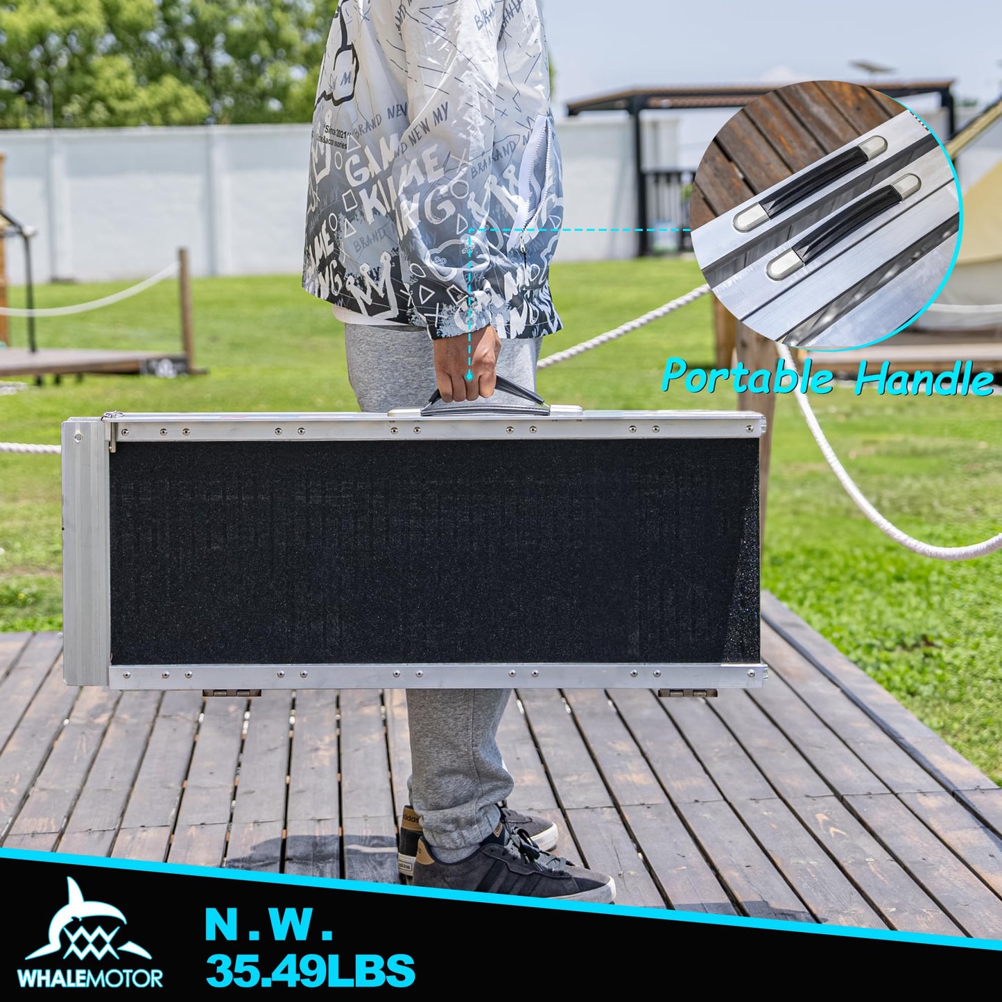 WHALEMOTOR Portable Wheelchair Ramp 6FT, Anti-Slip Aluminum Folding Portable Ramp, Wheelchair Ramps for Home, Weight Capacity Up to 800 LBS, with Transition Plates Above and Below, Loading Dock Plates