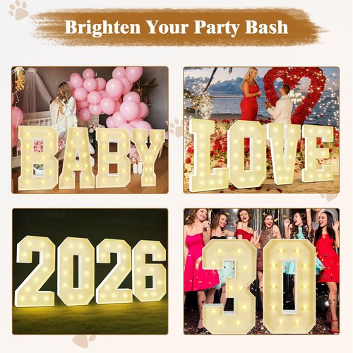 Marquee Light Up Numbers: 3FT Large Decorative Letters Signs for Party Decorations Baby Shower Birthday Wedding Engagement Anniversary, 3 Feet Tall Pre-Cut DIY Foamboard Number 1 - Easy to Assemble