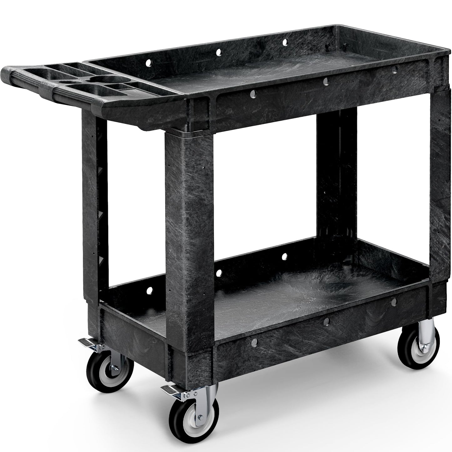YITAHOME Utility Cart on Wheels, Plastic Tool Cart 550 lbs Capacity Service Cart, 40 x 17 Inch 2 Shelf Extra Heavy Duty Rolling Work Carts for Warehouse, Garage, School & Office, Cleaning, Black
