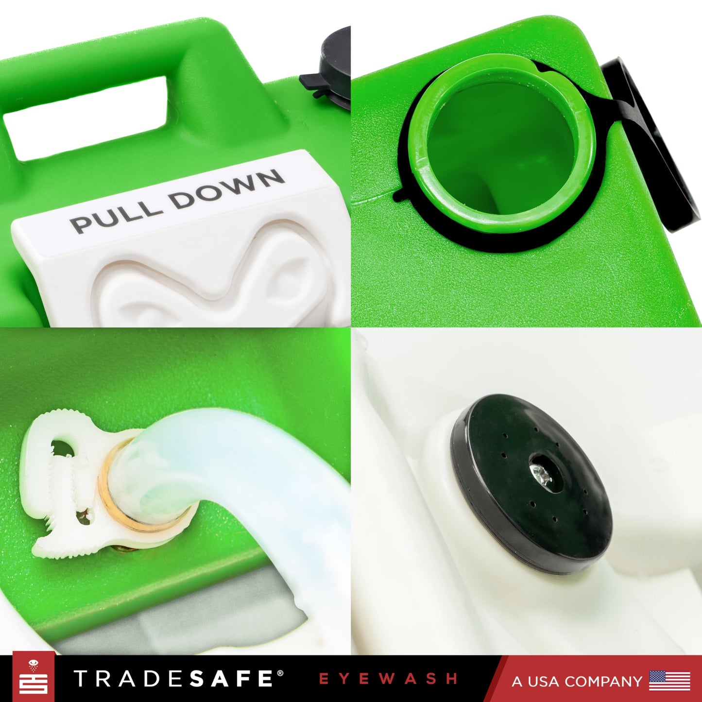 TRADESAFE Portable Eye Wash Station OSHA Approved - Emergency Eye Wash Station, 8 Gallon Eye Wash First Aid with Cart and Wastewater Bin, Eyewash Station Sign, OSHA and ANSI Compliant