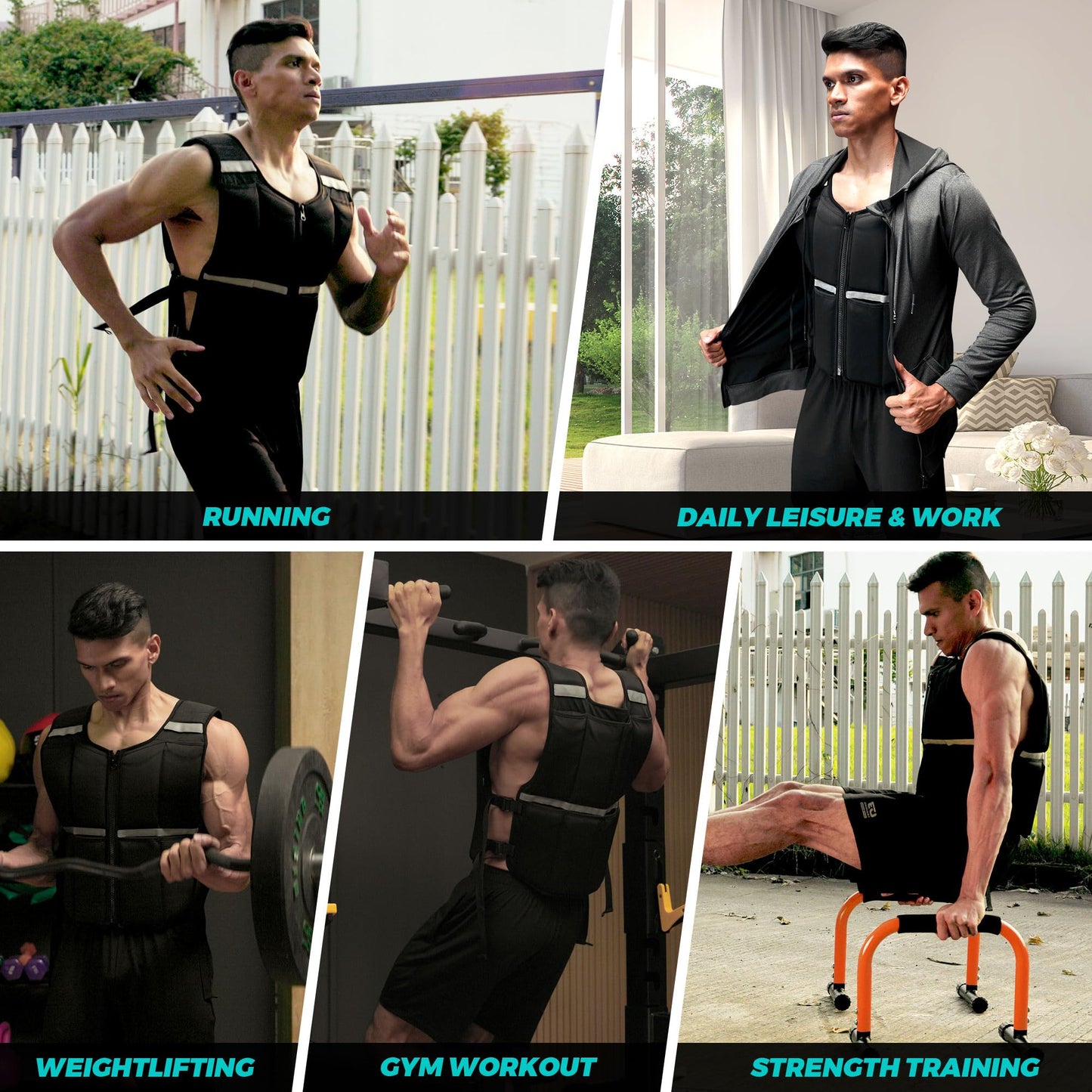 45lb/35lb/19lb Weighted Vest Men Women, Adjustable Rucking Vests for Walking with Zipper/Removable Silicone Weights, Strength Training Workout Vest for Running GYM Home, Detachable Reflective Strips