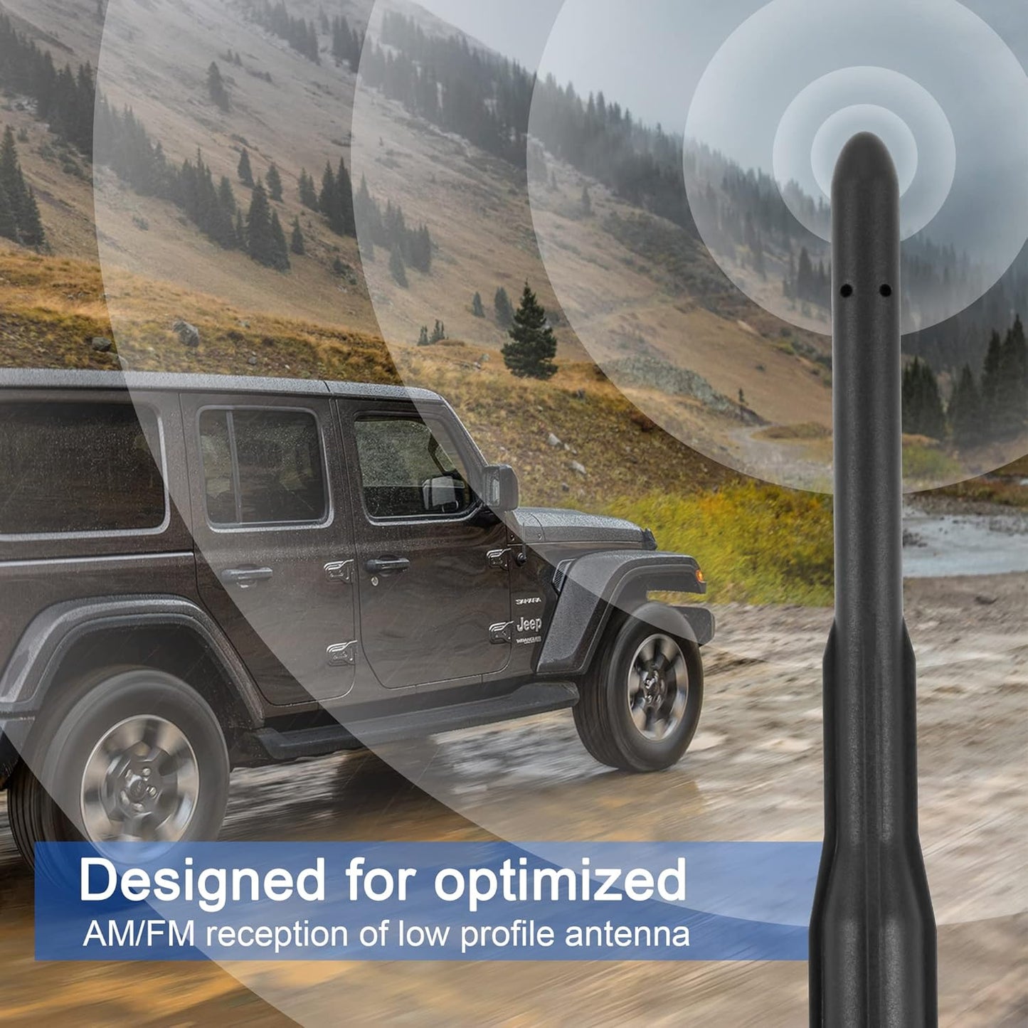 BASIKER 4xe 2007-2025 2026, Antenna for Jeep Wrangler Sport Rubicon JL Willys Mojave JK JT Gladiator Short Jeep