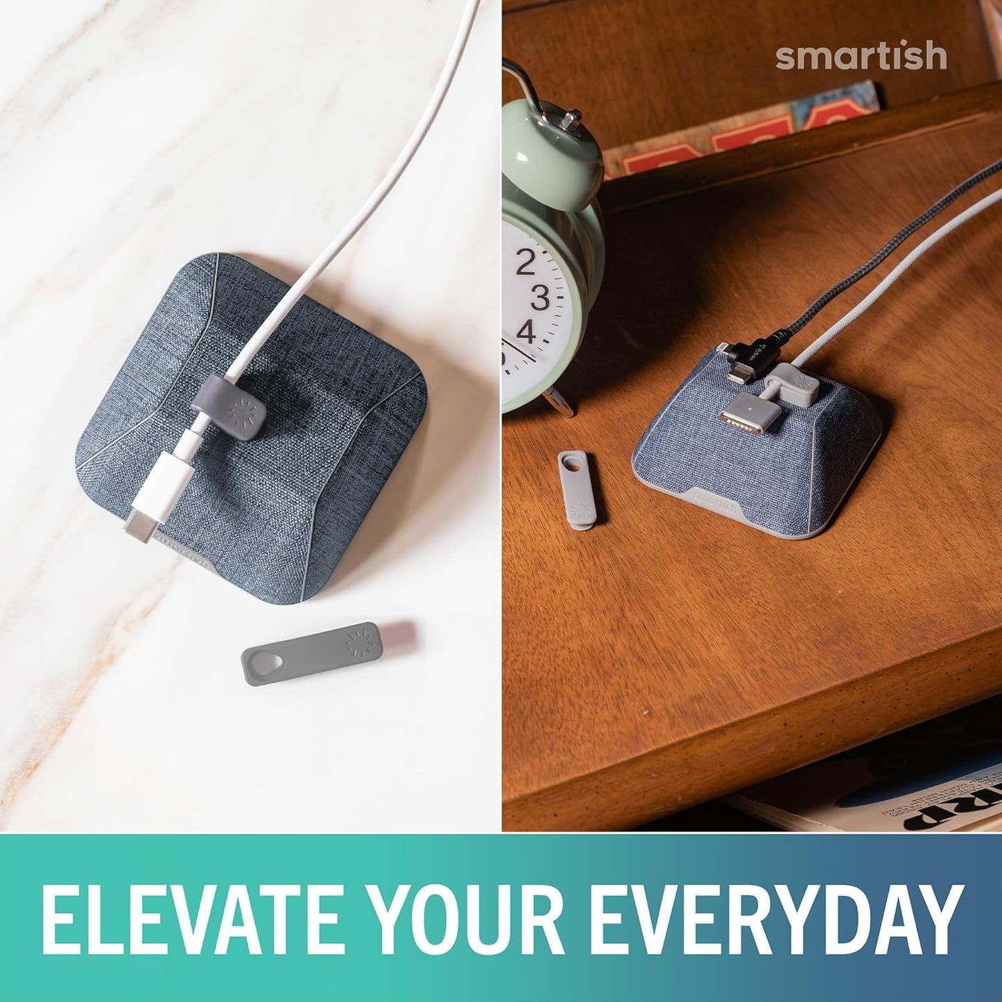 Smartish Magnetic Cord Holder - Cable Wrangler Organizer with Magnet Clips for Charger Management on Desktop