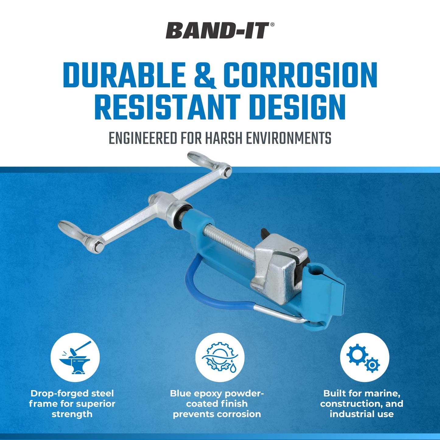 BAND-IT C00169 Standard Banding Tool – 1/4" to 3/4" Wide (0.015" - 0.030" Thick) Alloy, Galvanized & Stainless Steel Strapping Tensioner with Built-in Cutter for Industrial Applications