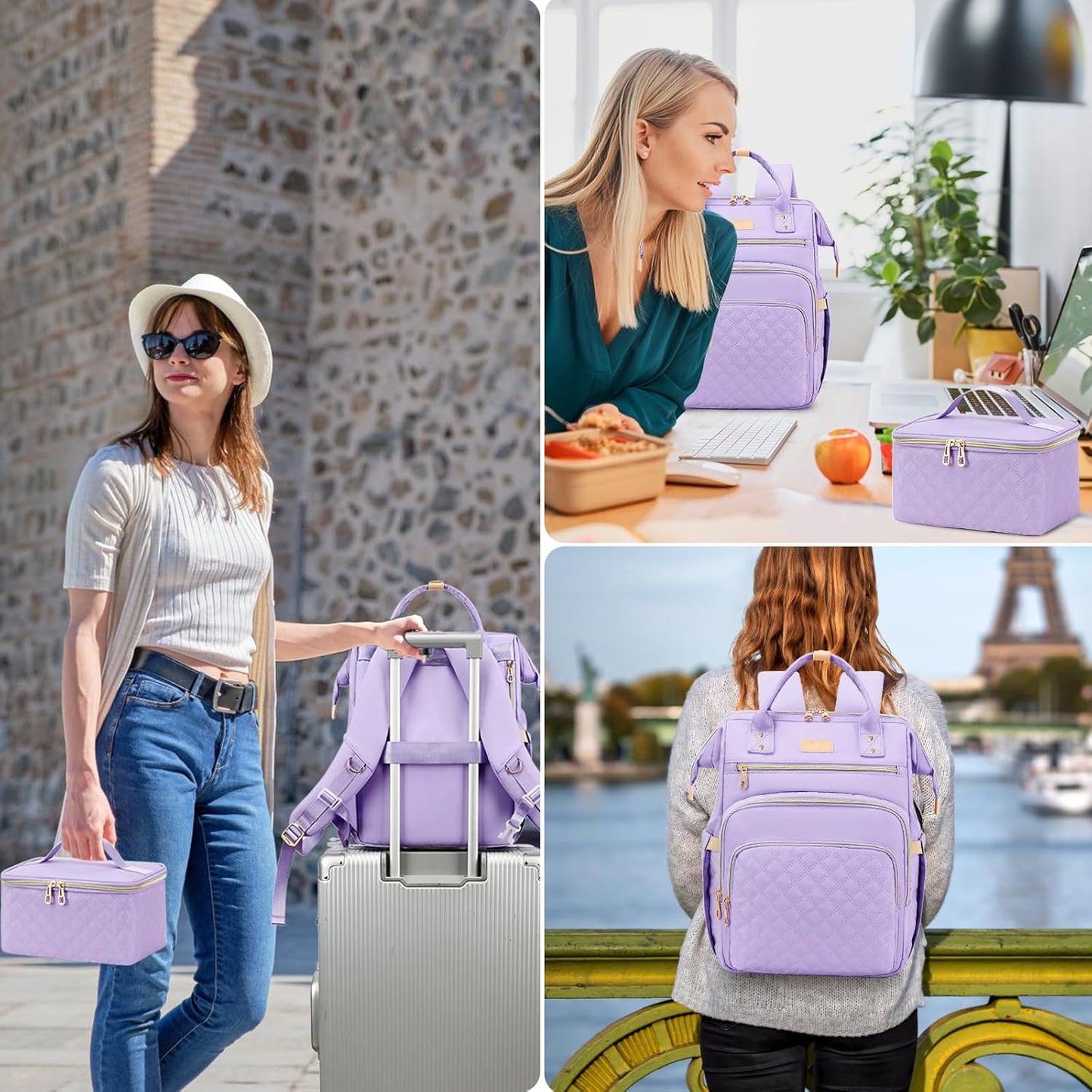 Backpack, 15.6 inch Backpack Backpack Backpack Backpack, Lunch Laptop with Insulated Lunch Bag, Cooler for Women, Large