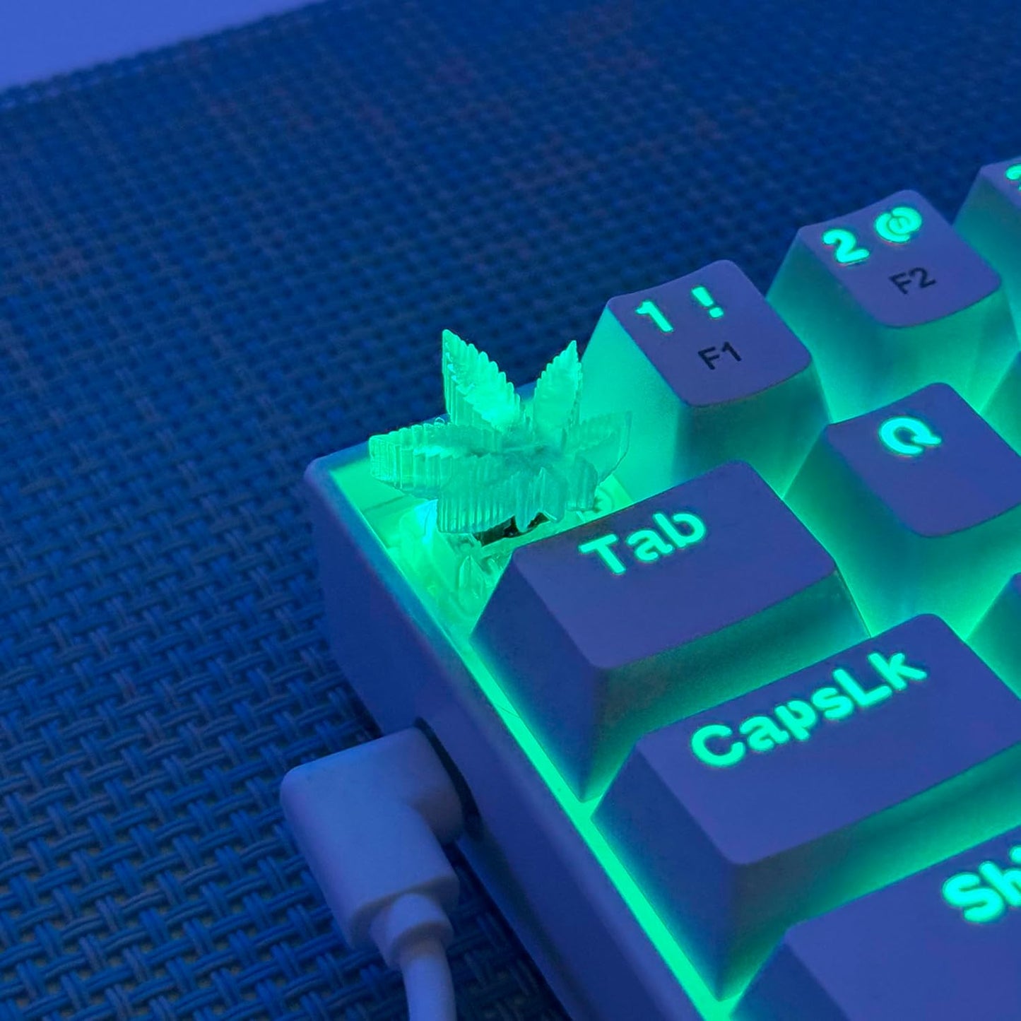 TRENDY WHIMSY Custom Mechanical Keyboard Keycaps Green Leaf Design , PBT Dye-Sub, Cherry MX Compatible, Unique Limited