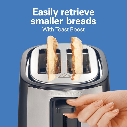 Hamilton Beach 2-Slice Toaster - Extra Wide Slots, Bagel & Defrost Settings, 7 Browning Levels, Black & Stainless Steel