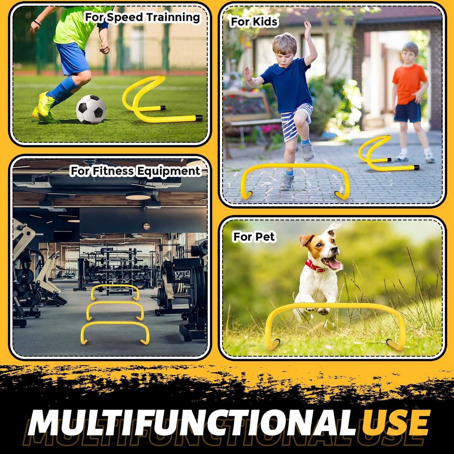 Wettarn 30 Pcs 6" Speed Agility Training Hurdles Plyometric Practice Agility Hurdle for Kids, Athletes, Basketball, Baseball, Soccer, Football Indoor Outdoor Sports Equipment(Yellow)