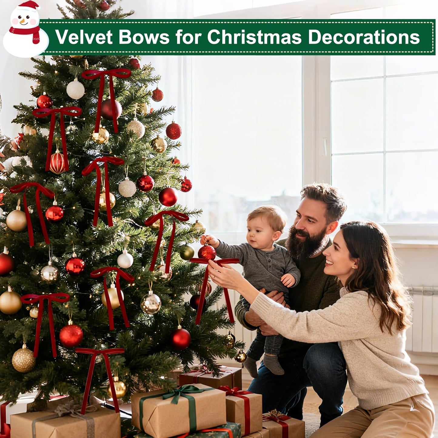 Regine Switzerland Velvet Christmas Tree Bows - 36 Pcs 5x7 Inch Burgundy Decor for Wreaths & Garlands