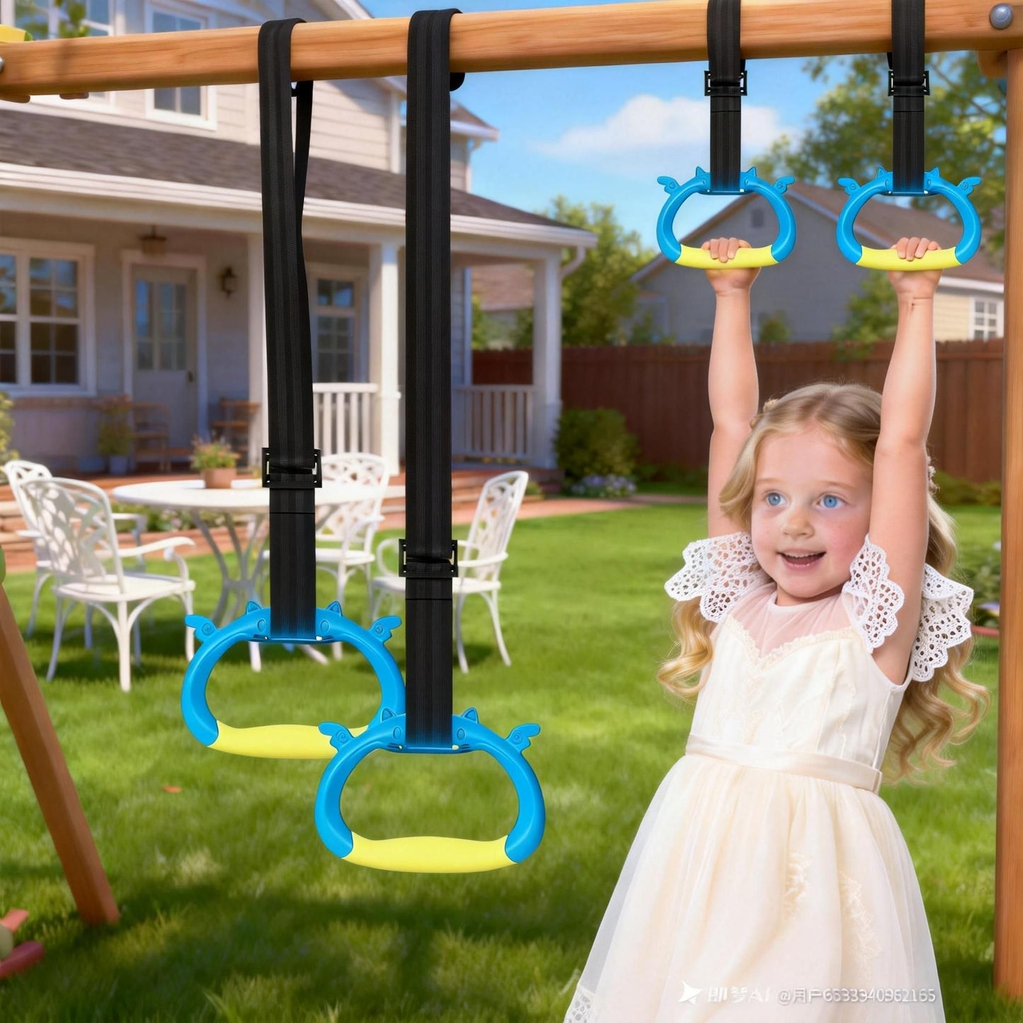 FREHOMEE New Professional Gymnastic Rings,Both for Adults and Kids,Support 550 LBS,Home Fitness Equipment,Indoor and Outdoor Pull-up Bar for Stretching and Height Increase,with Adjustable Straps