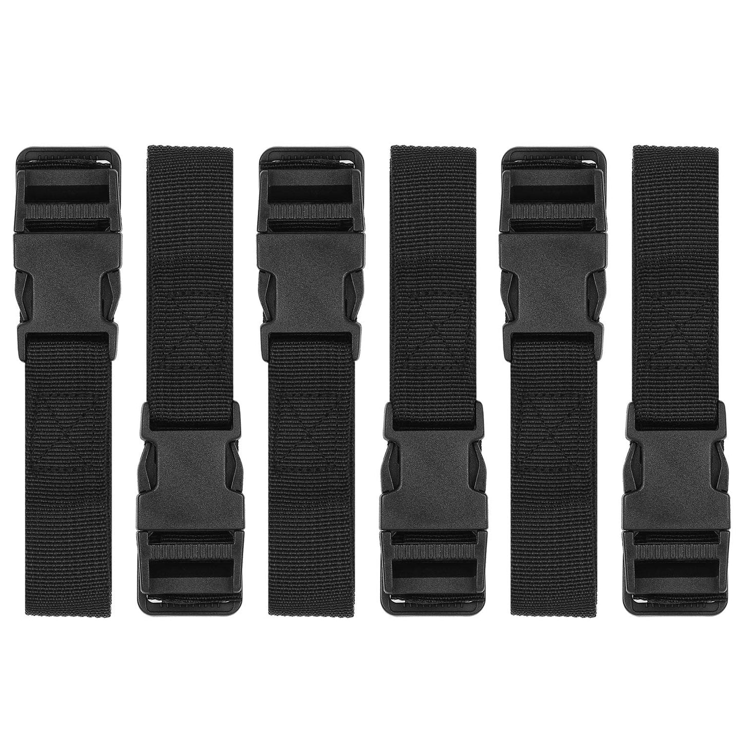 6 Pack Luggage Nylon Straps with Quick Release Buckle Utility Straps for Travel Packing Outdoor Sports, M, Black