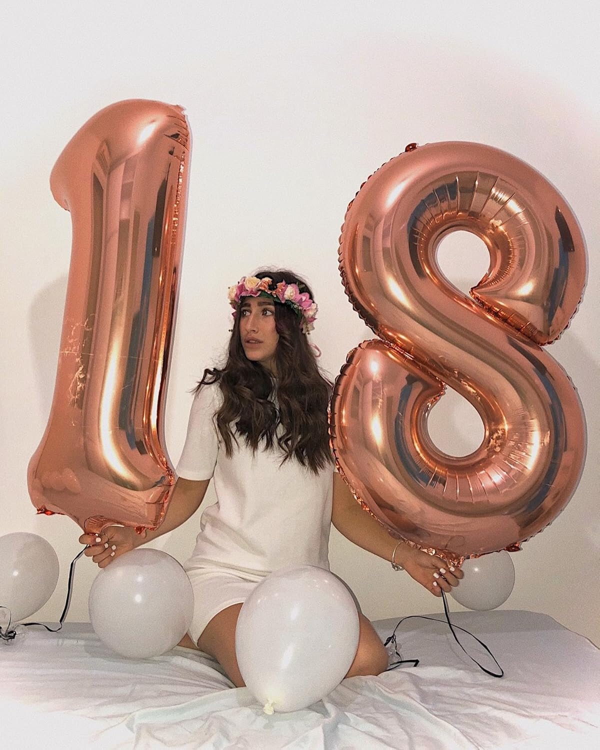 Rose Gold Number 18 Balloon - 40 Inch 18th Birthday Decoration for Women & Men