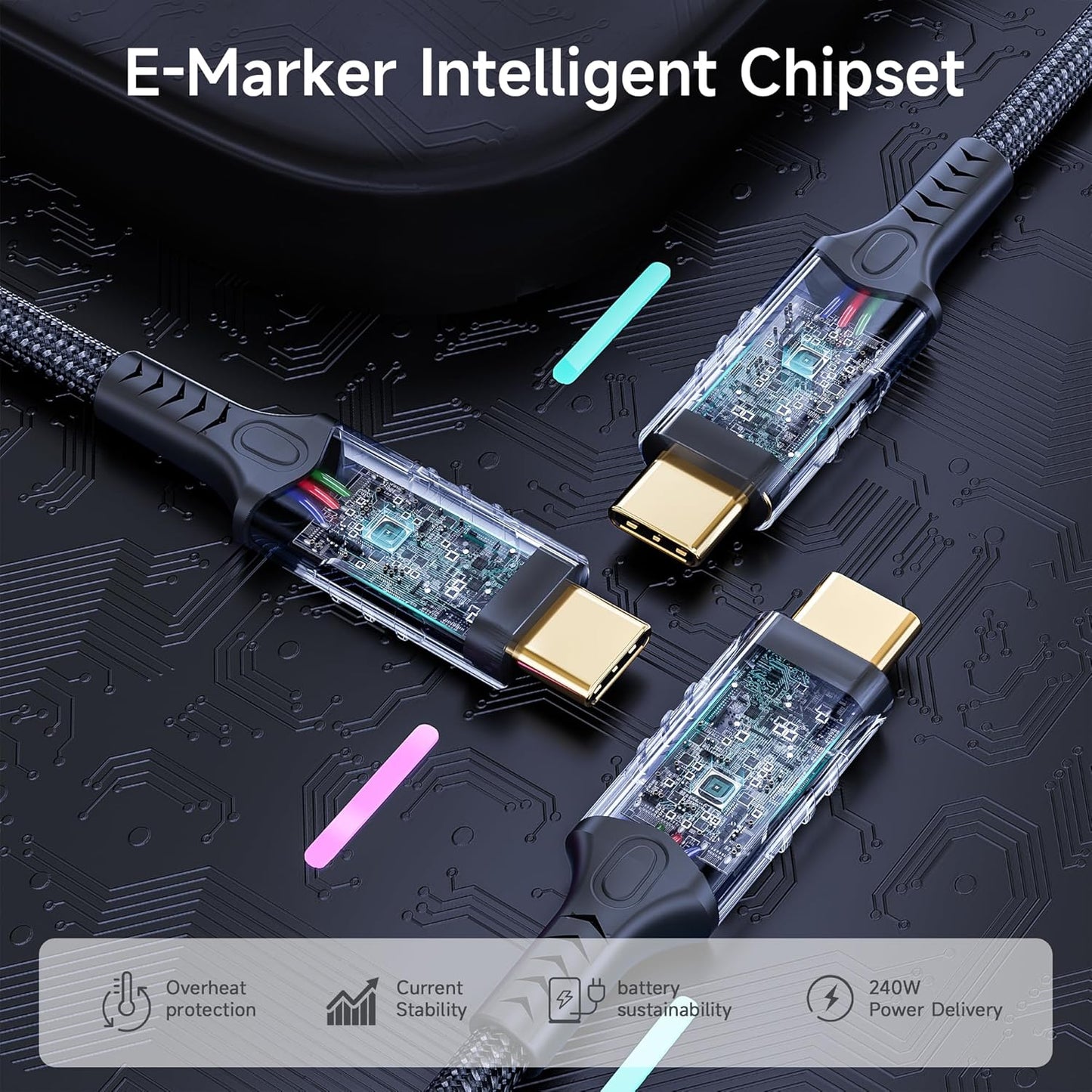 KMMXXCPM 10ft/3 4/3,usb4 40gbps 240W charging,8K/4K long usb c to usb c cable M Compatible With Thunderbolt cable