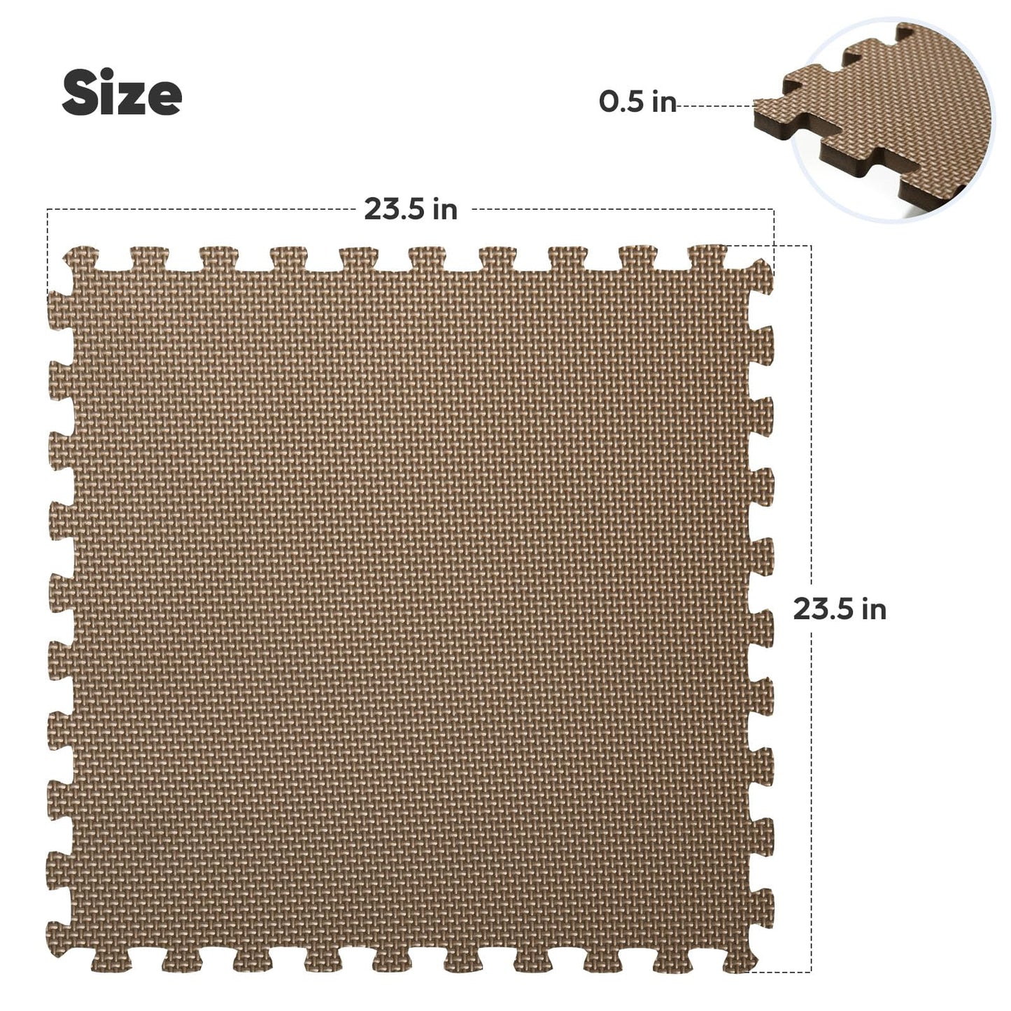 32 Pack Home Gym Mat, Puzzle Exercise Mat, EVA Interlocking Foam Floor Tiles for Home Workout Equipment and Kids' Play Areas - Blue, 24 in x 24 in x ½ in - (Brown, 32 Pack(128 SQ FT))