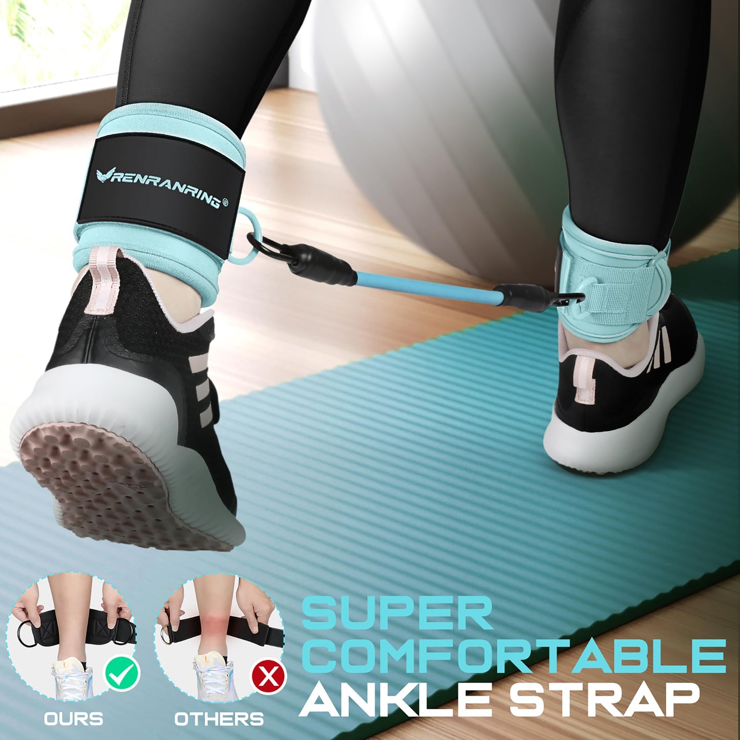 Ankle Resistance Bands with Cuffs, Ankle Bands for Working Out, Ankle Resistance Band for Legs and Glutes Workout Equipment, Butt Exercise Equipment for Women