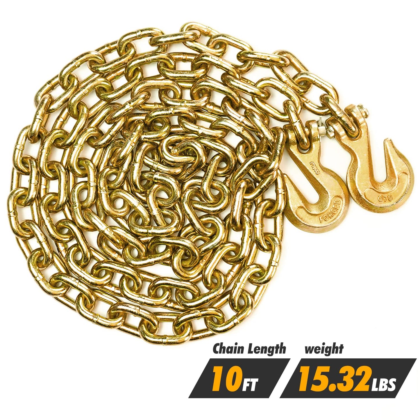 Digank Chain Binder 3/8" -1/2" Grade 70 and 3/8"×10ft Chains Includes (2) Binders and (2) Chains for Industrial Agricultural Towing Applications in Chain and Binder Kit