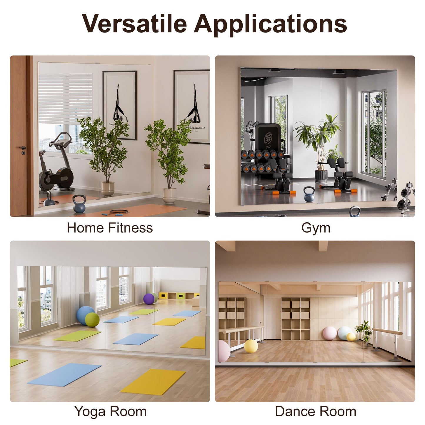 brisafe 2PCS 67"x28" Ultra-Light Wall Mirror for Home Gym & Yoga Studio, Shatterproof Full-Length Mirror with 0.04mm Nano Film, Easy Installation & Commercial Use (60% Insurance Savings)