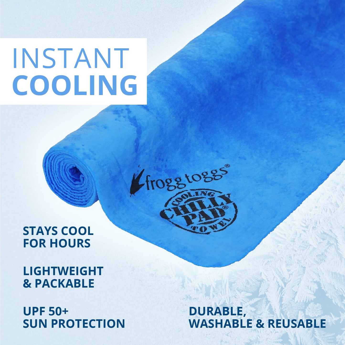 FROGG TOGGS Chilly Pad, Instant Cooling Towel, long lasting, reusable, Sports and Outdoors Neck Towel 33x13, Sky Blue