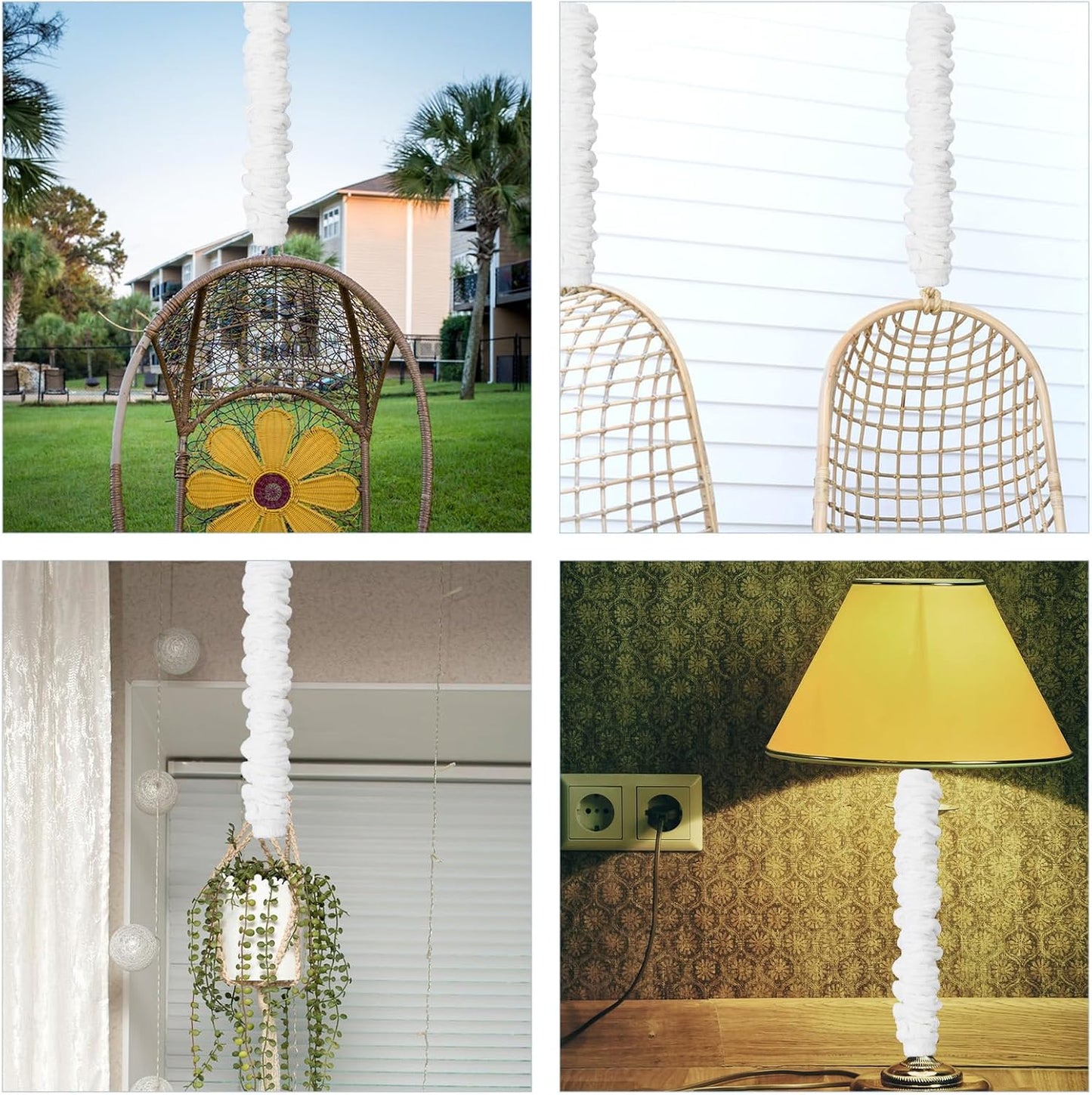 2 39.37 inches NICENEEDED PCS Chandelier Fabric Cord Cover, White Chandelier Chain CoverChain Cable Sleeve, Velvet