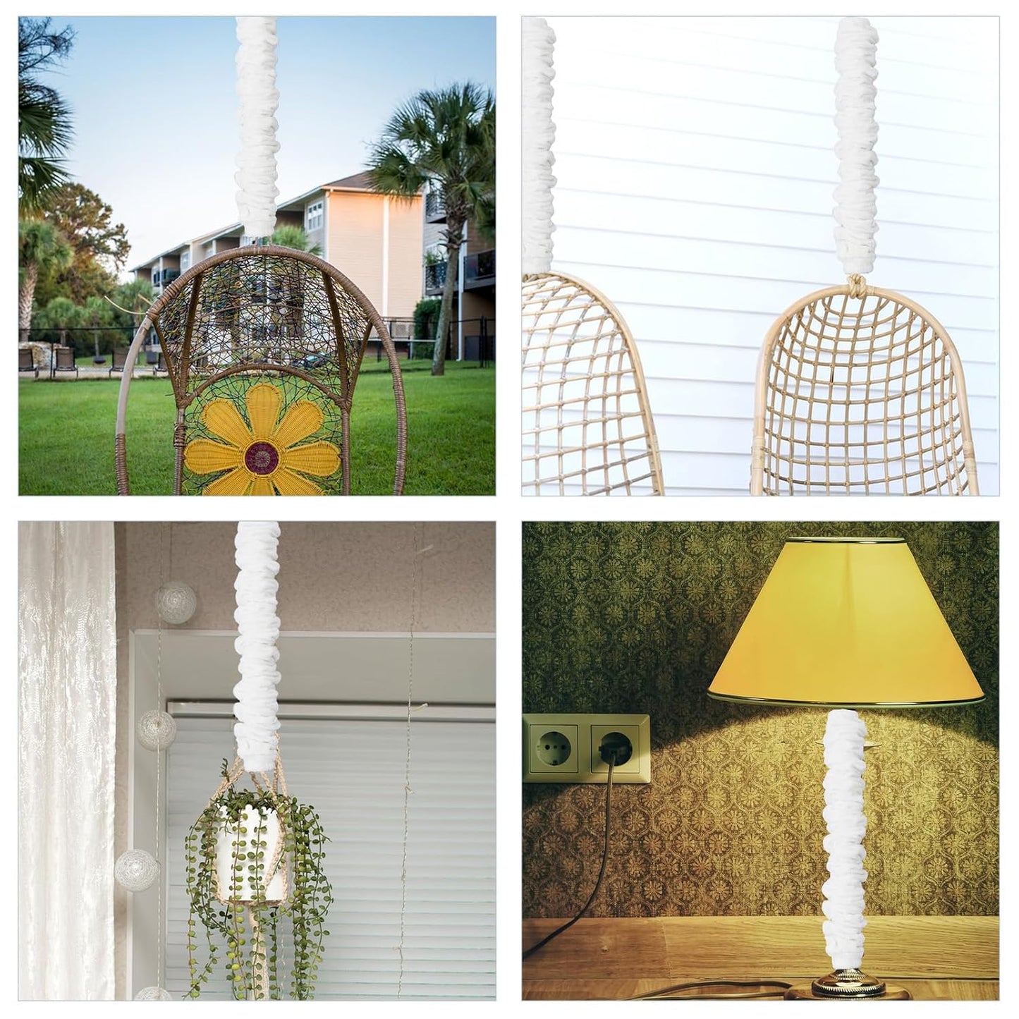 2 31.5 inches NICENEEDED PCS Chandelier Fabric Cord Cover, White Chandelier Chain CoverChain Cable Sleeve, Velvet Cloth