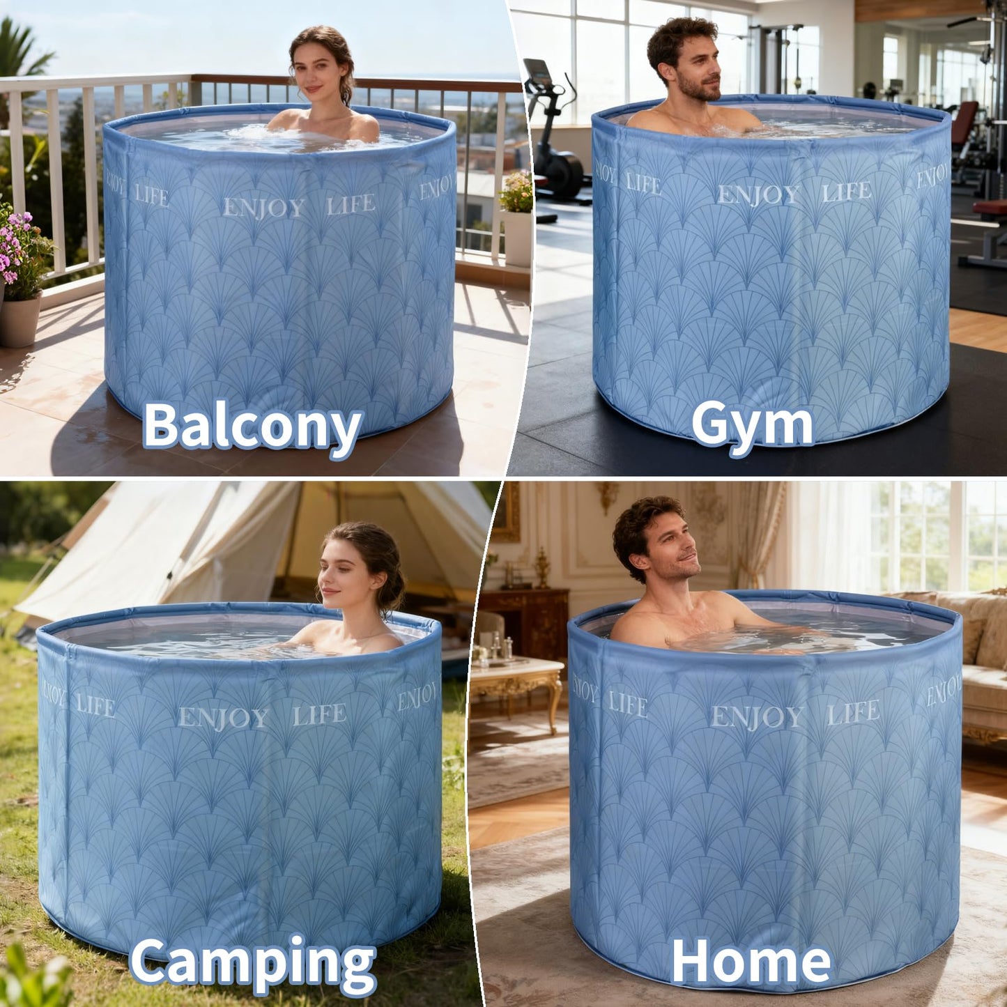 GENDLTHIJ Foldable Bath Tub for Adults, Large Foldable Hot Ice Plunge Tub for Recovery, Collapsible Hot Cold PlungeTub Suitable for Home Outdoors Gyms (Insulation)