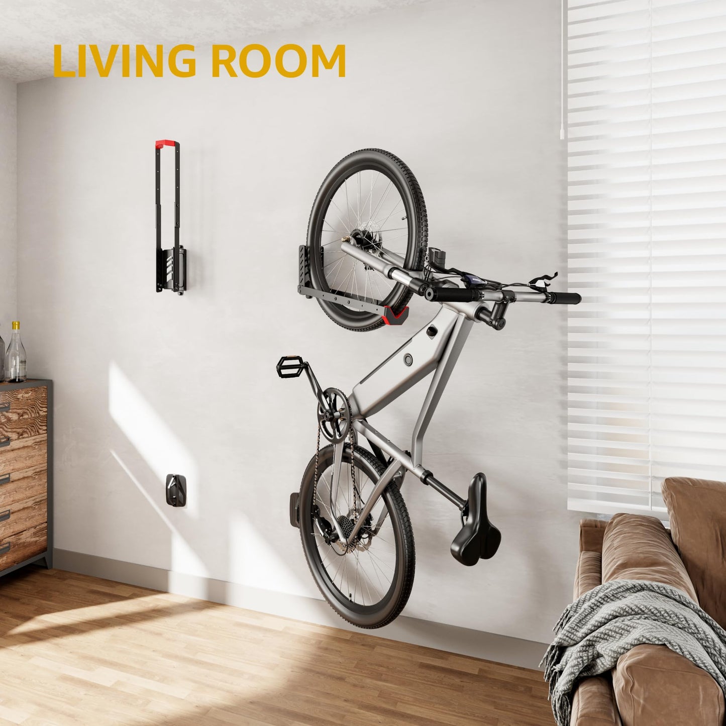 monTEK Swivel Bike Wall Mount, No Heavy Lifting Required Bike Wall Mount, Bike Hangers for Garage, Space-Saving Bike Rack Garage, Easy to Load and Unload, Bike Hanger Can Hold Up to 77 lbs