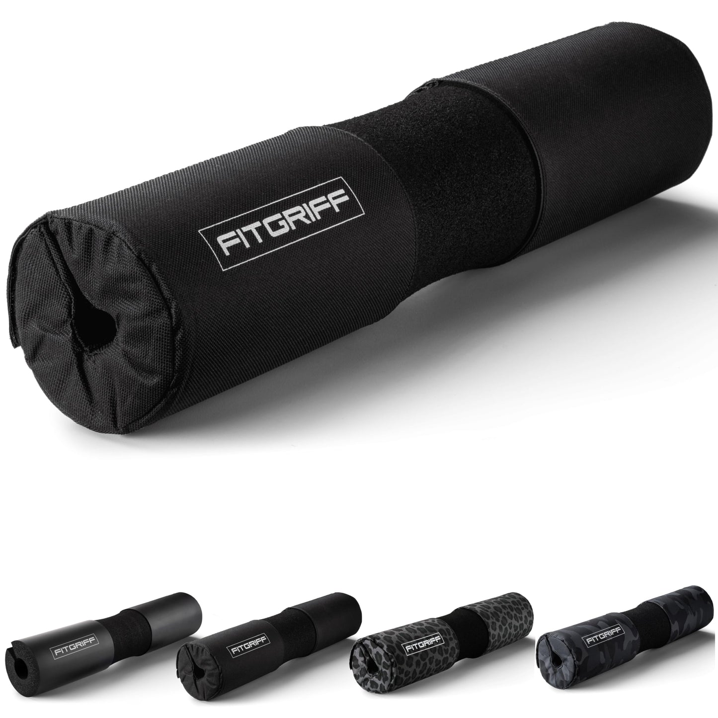 Fitgriff® Barbell Hip Thrust Pad for Squats, Lunges & Glute Bridges – Weightlifting Cushion for Neck & Shoulder Protection – Fits Olympic & Standard Bars (Black)