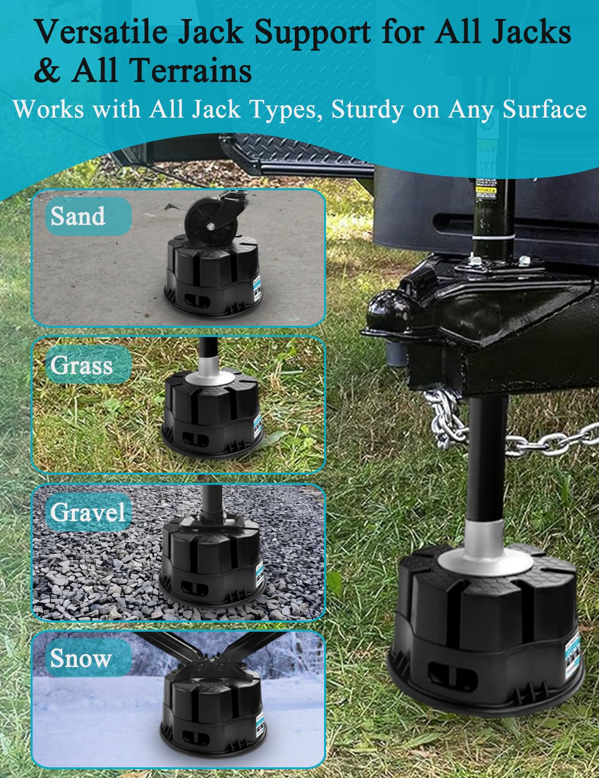 Trailer Jack Blocks Set of 4 – Basima RV Leveling Blocks, Heavy-Duty Universal-Fit Stackable 6" RV Stabilizer Blocks for 5th Wheel, Camper, Travel Trailer, and Tongue Jacks with Carrying Bag, Black