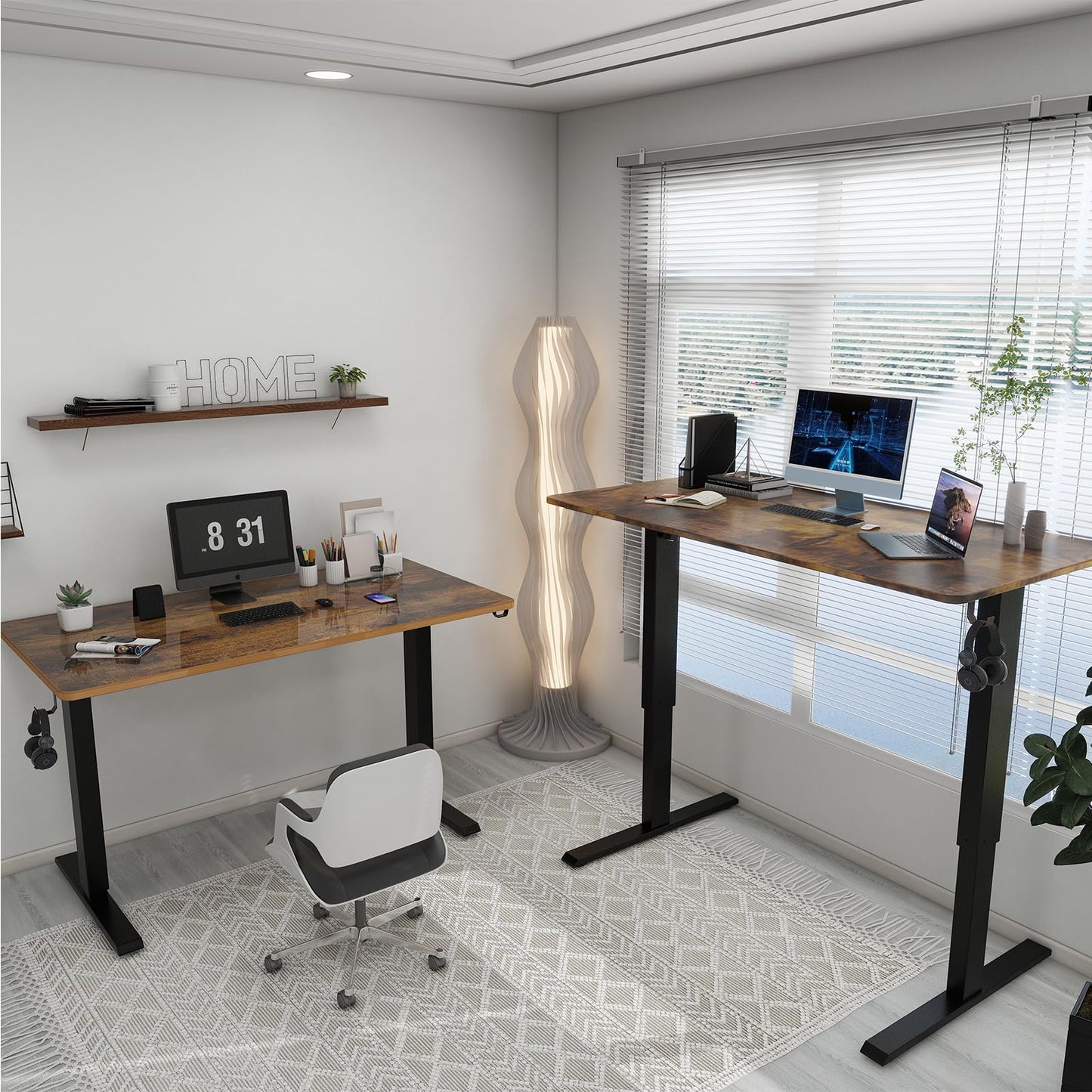 Whole Piece Manual Standing Desk Adjustable Height with Lockable Casters- Hand Crank Stand up Desk with Wheels, Mobile Sit to Stand Workstation with Handle