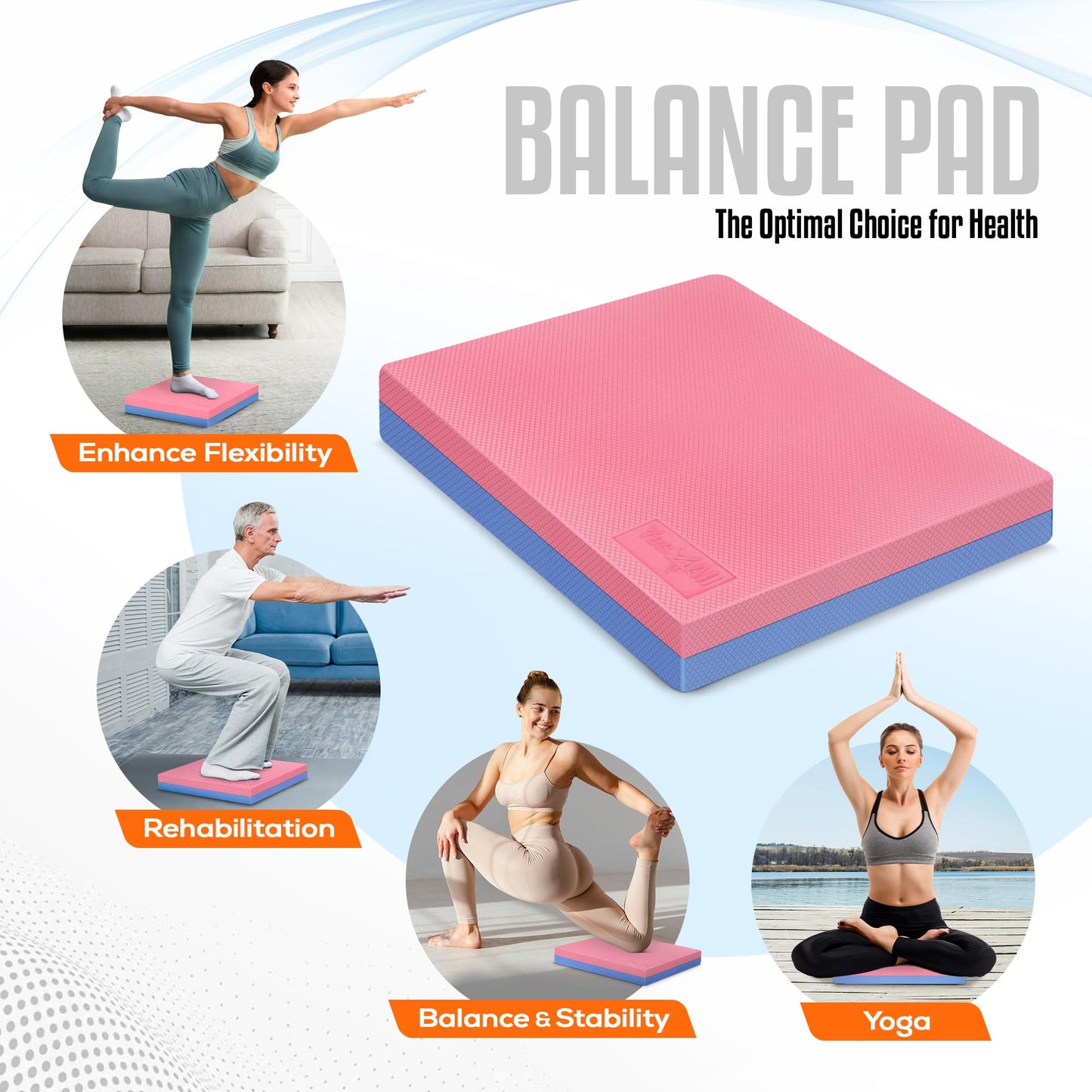 Yes4All Large Foam Balance Pad, Non-Slip Foam Mat for Yoga & Strength Training, Exercise Knee Pad for Floor Workouts, Soft Cushion for Balance Training