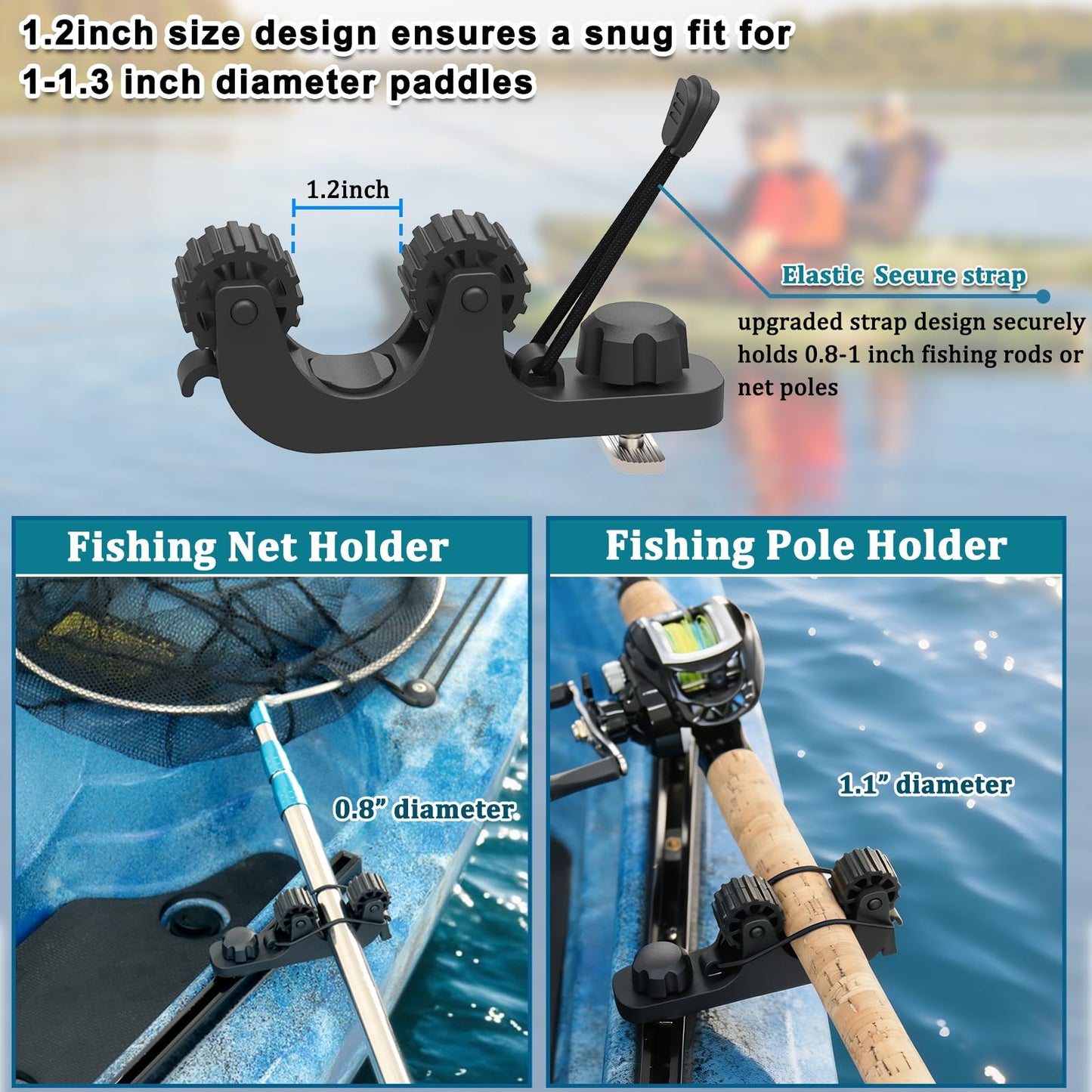 Huntury Kayak Track Paddle Holder, Save Kayak Track Space, Secure/Remove Paddles Fishing Nets and Fishing Poles, Track Mount Accessories