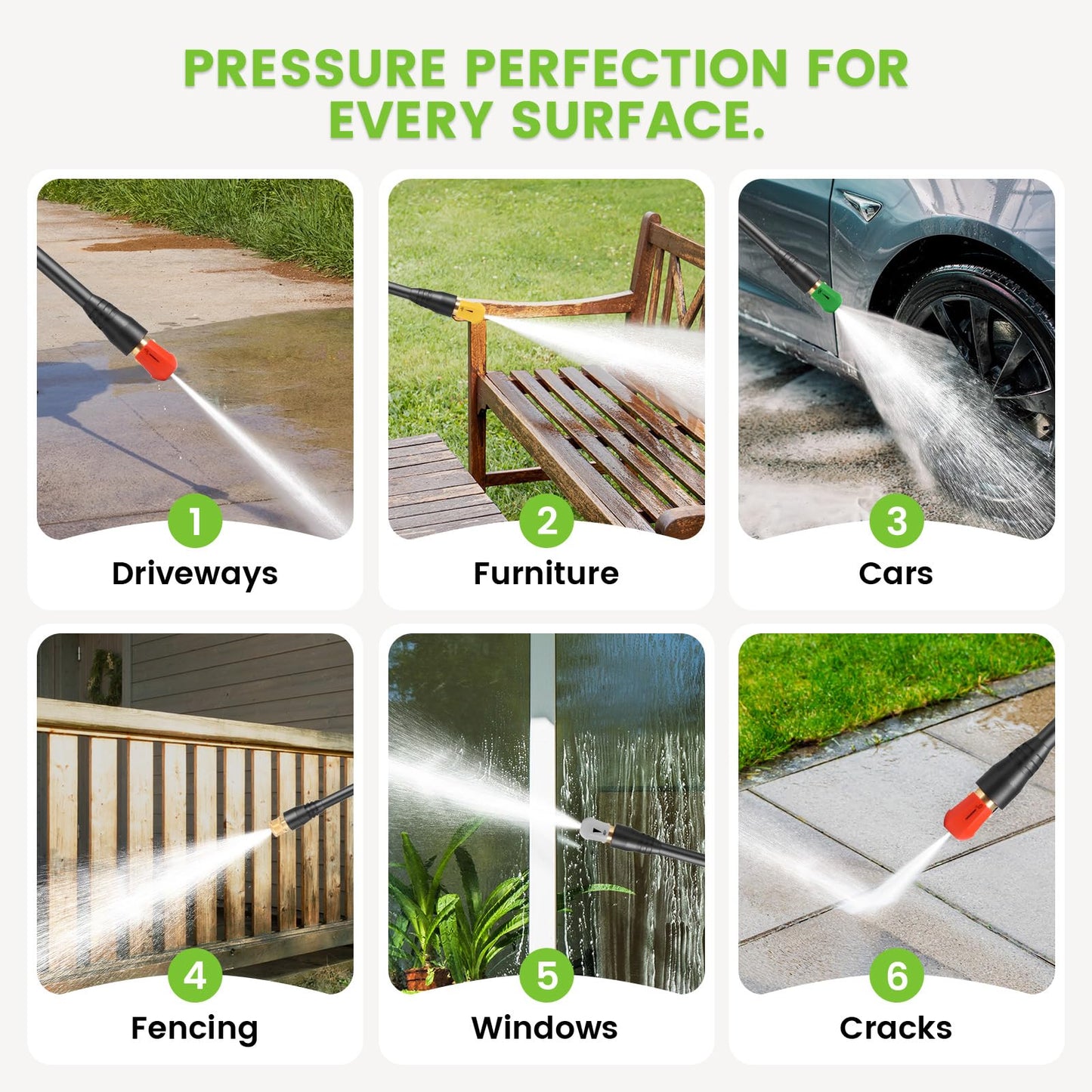 Imdot Electric Pressure Washer 5000PSI Max 4.0GPM with 33FT Flexible Extension Hose, 4 Nozzles, Foam Cannon, Power Washer Powered for Cars, Patios, Driveways, Deep Green