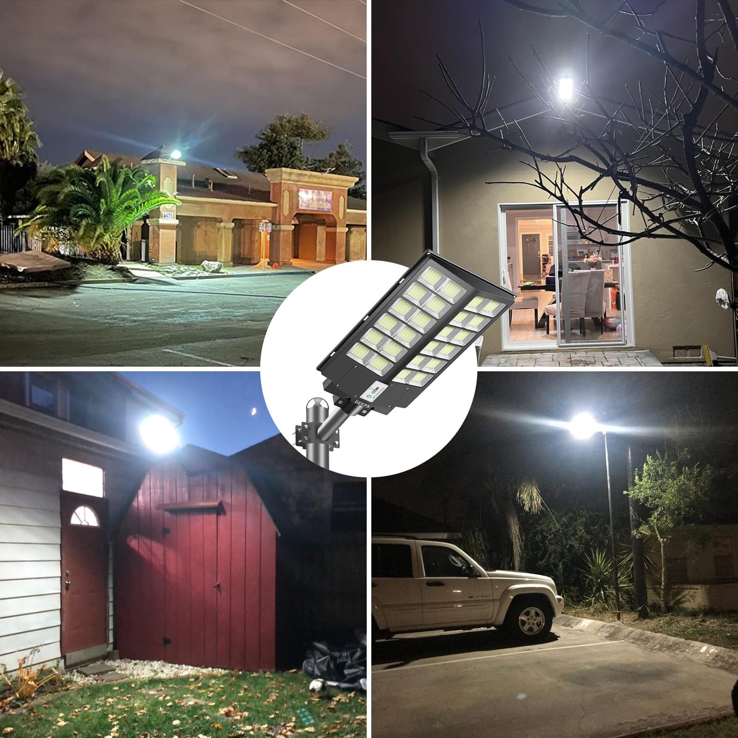 Deepn 8000W Solar Street Light, 480000 Lumens Dusk to Dawn LED Flood Lights Outdoor Motion Sensor, IP66 Waterproof Commercial Grade Solar Outdoor Lights with Remote Control for Parking Lot, 2 Pack