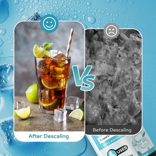 EUHOMY Ice Machine Cleaner Descaler, 32 Fl OZ Ice Maker Cleaner (8 Uses), Ideal Universal Descaling Solution for All Brands Ice Maker, Single Use Coffee and Espresso Machines (2 Bottles)