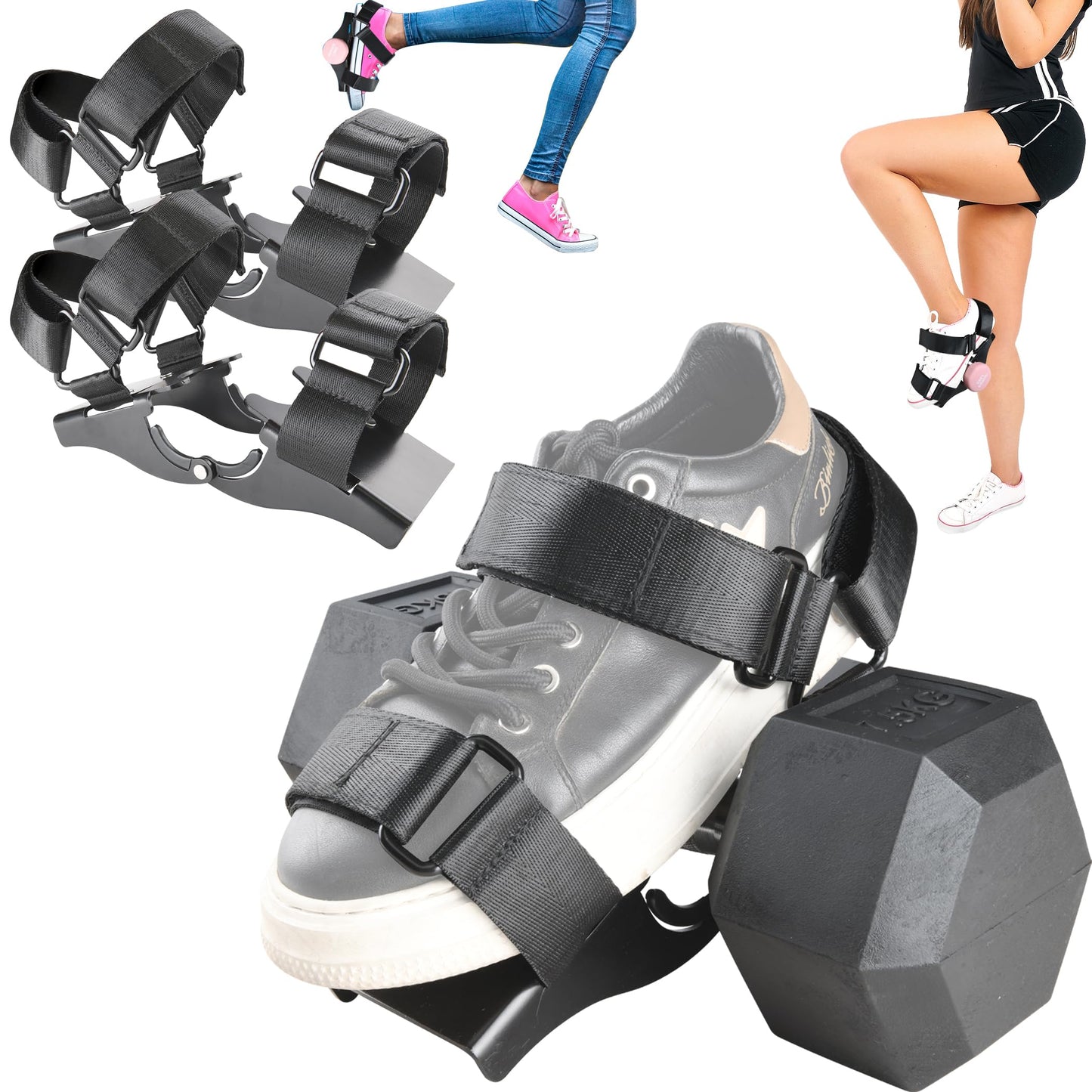 VAIIO Ankle Straps for Dumbbells, Tibialis Trainer, Adjustable Ankle Weights, Workouts at Home for Hip Flexors, Shin Splint, Hamstring Curls for Women and Men, 2pcs