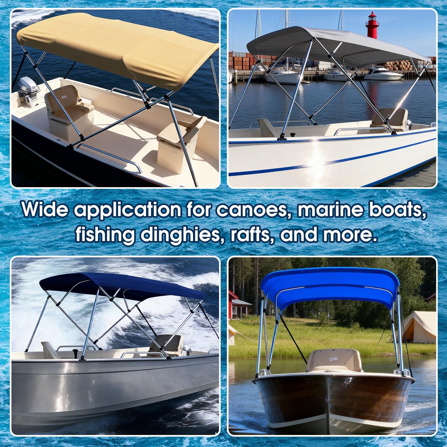 MX Boat Bimini Top Fitting Hardware Set - Nylon Kit for 7/8 Inch Tubing: Eye End Cap, Jaw Slide, Deck Hinge 12PCS